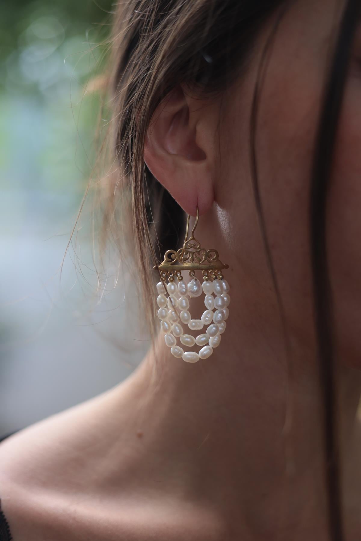 Pearl Detailed Silver Earrings