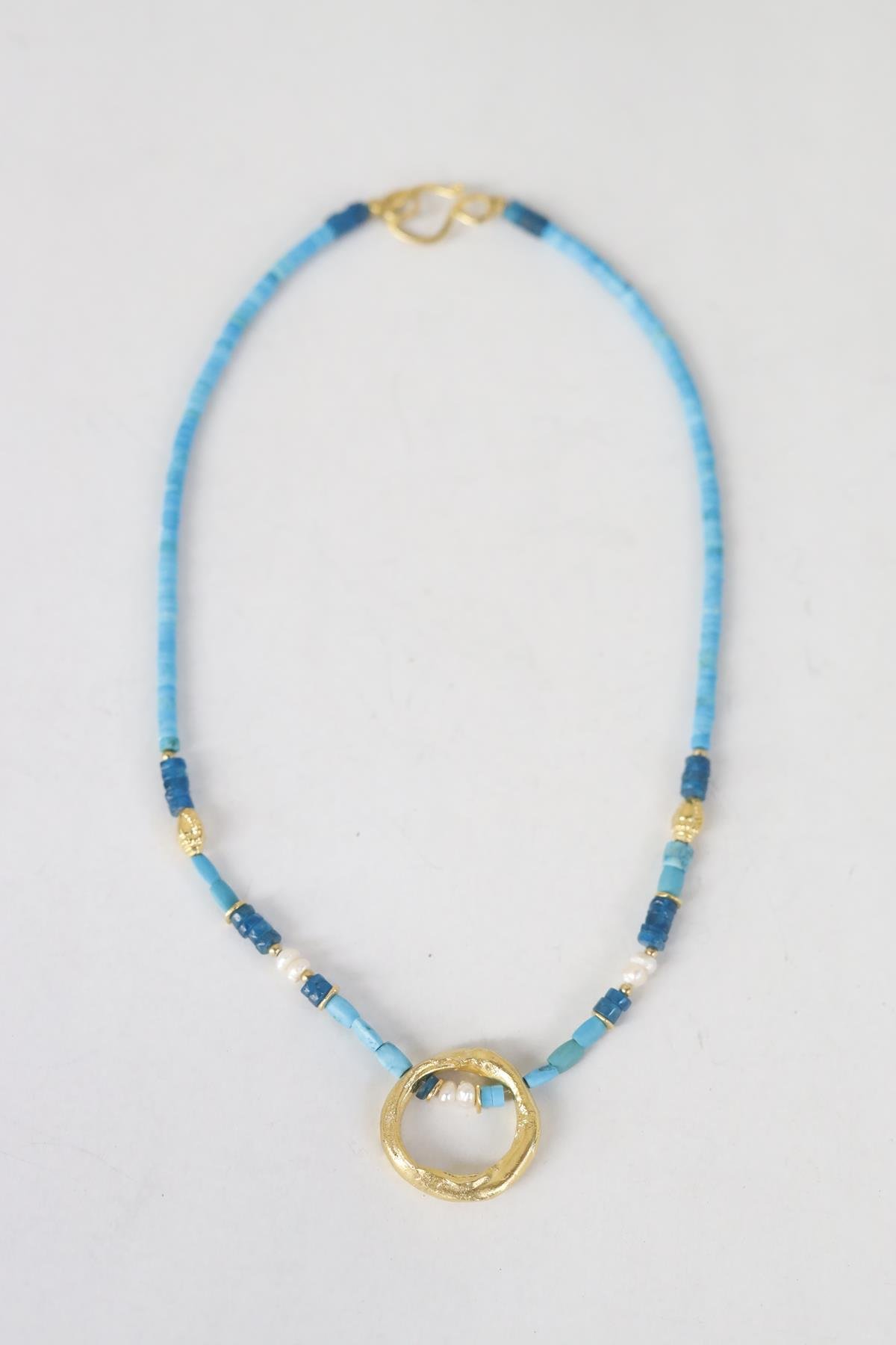 Bronze Ring Detail Natural Stone Necklace