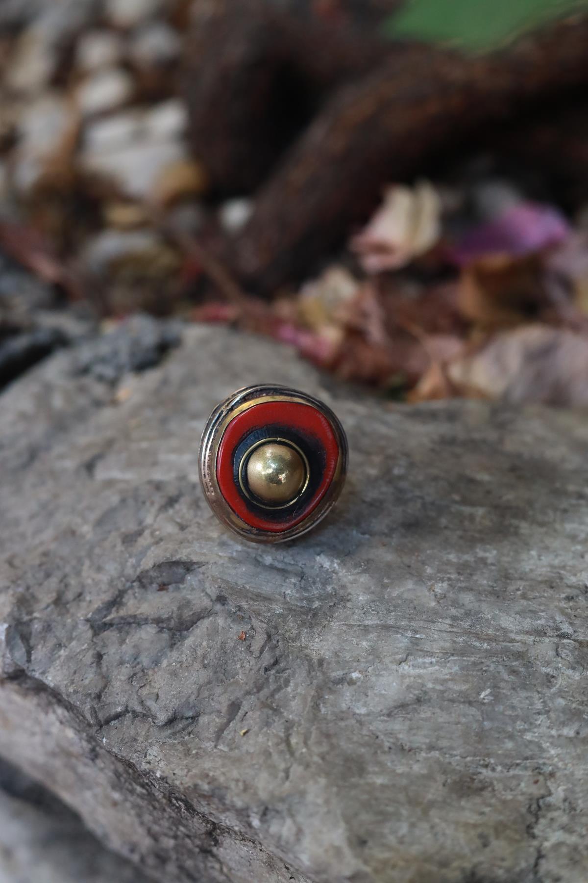 Mercan Bronz Detaylı Tasarım Yüzük