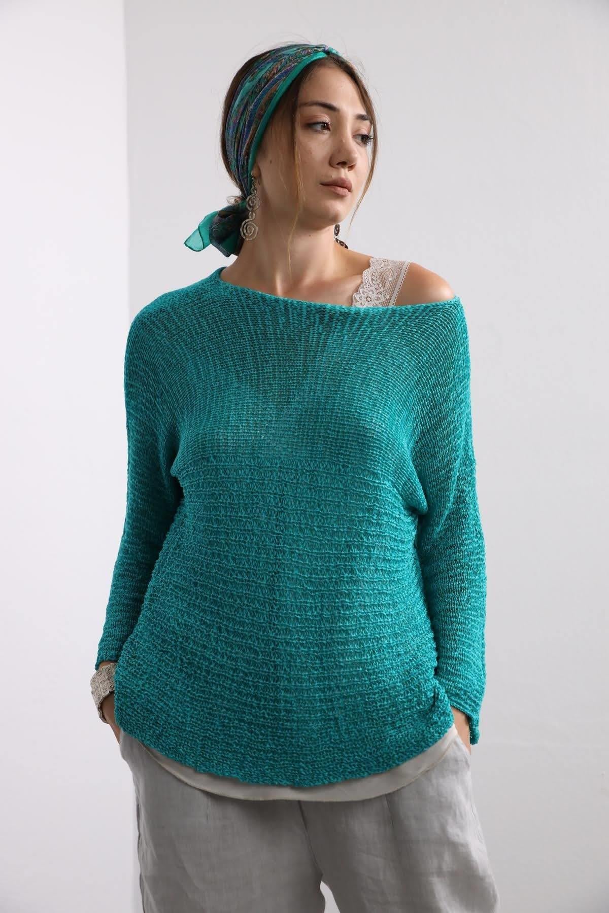 Turkuaz Merserize Bluz