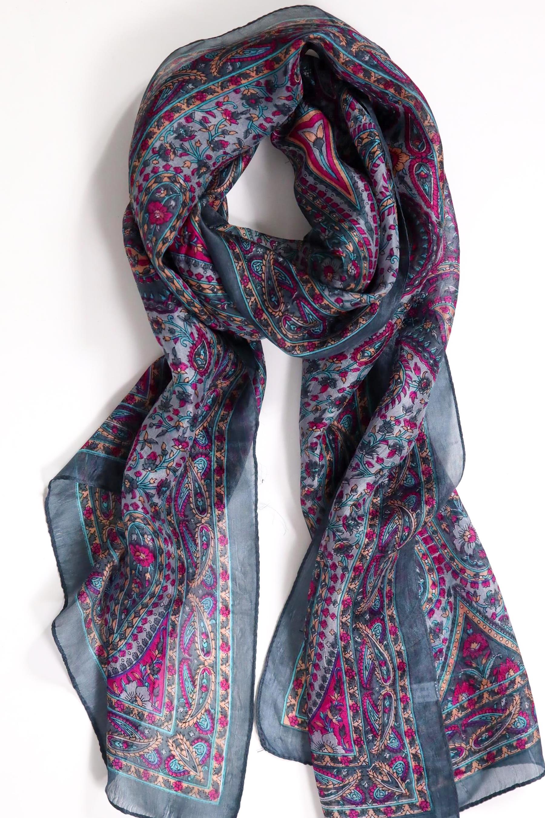 Füme Desenli İpek Şal - Şaman Butik Füme Desenli İpek Şal