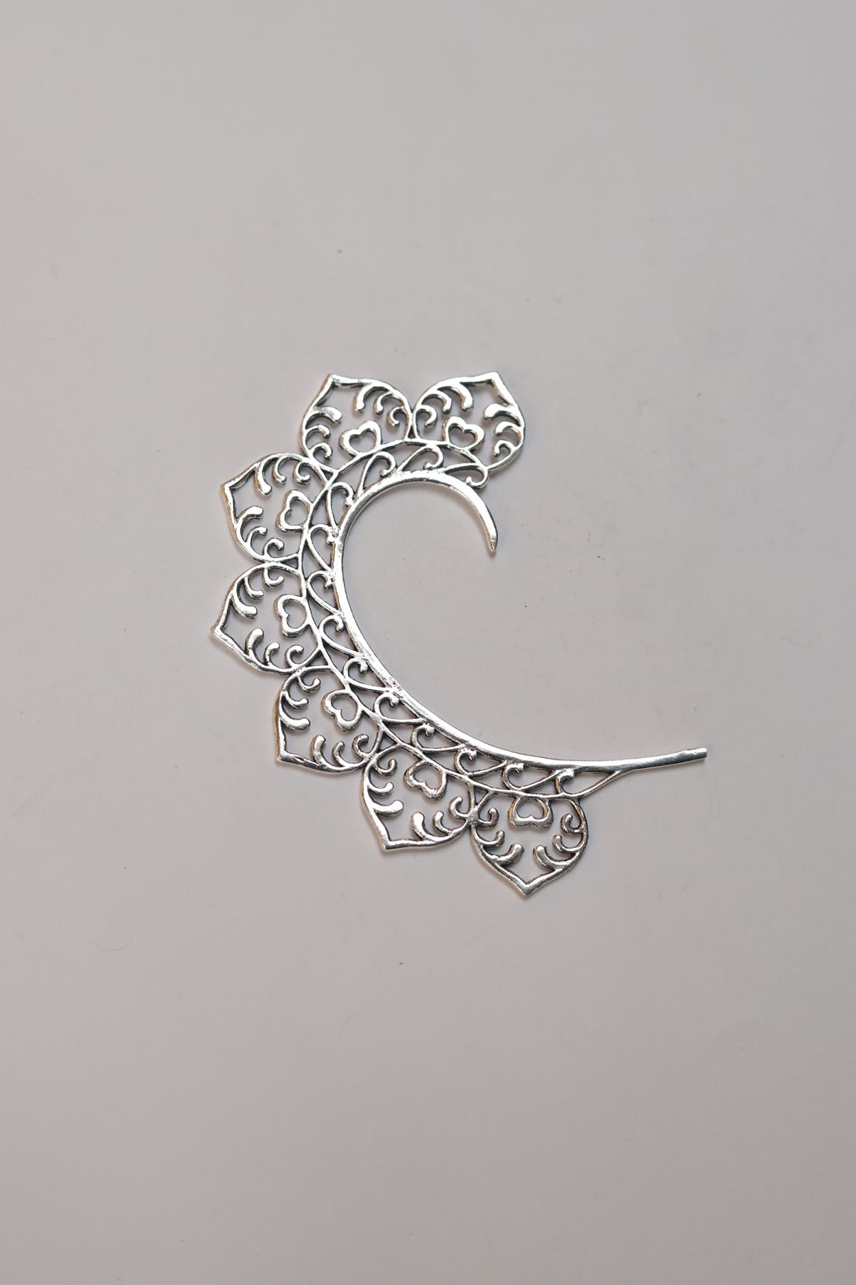 Düşük Ayar Gümüş Büyük Desenli Ear Cuff