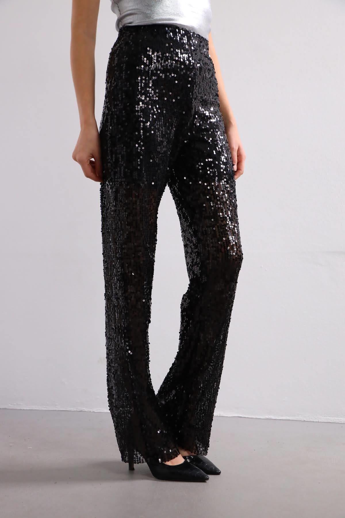  Siyah Payetli Pantolon