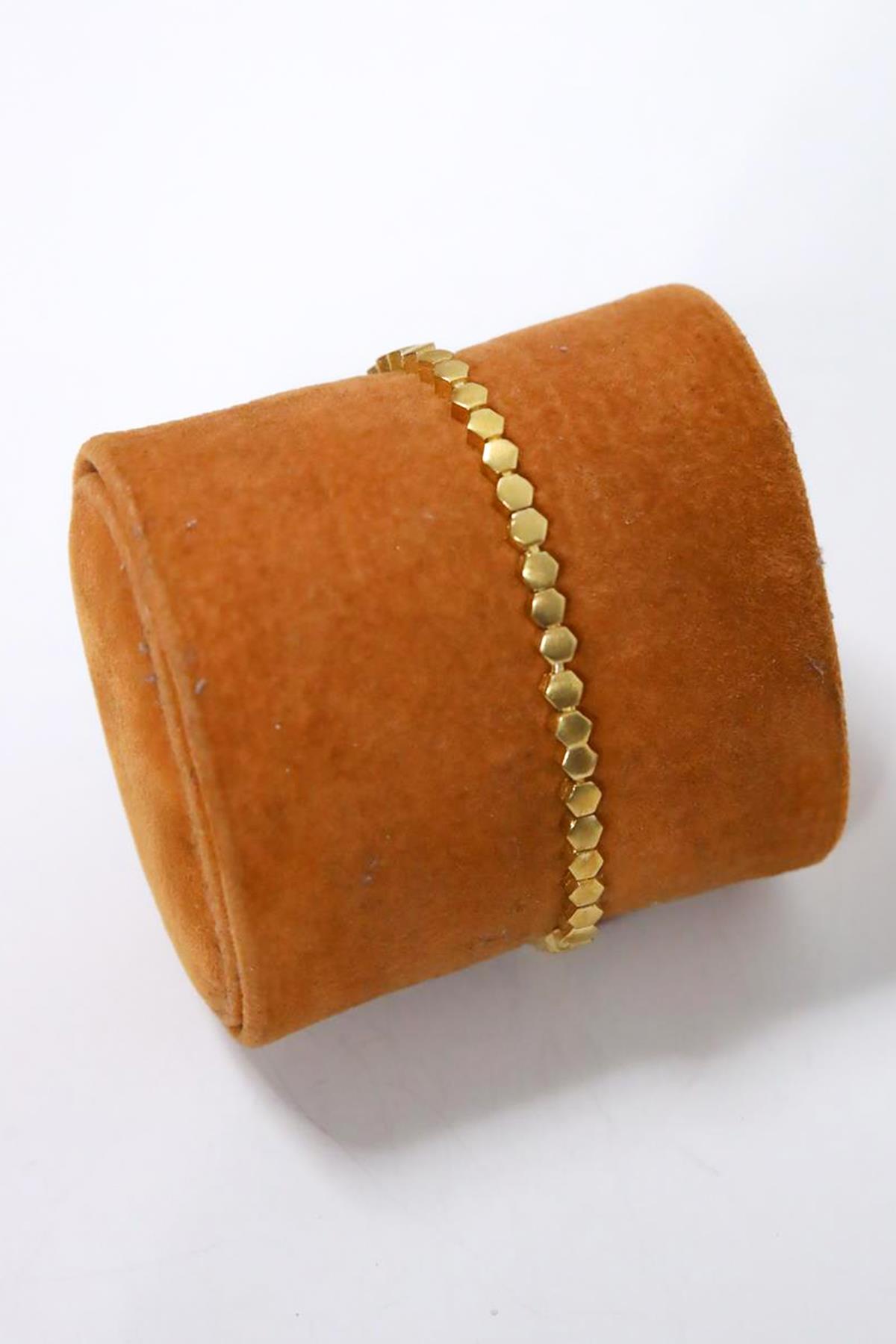 Geometrik Tasarım Krem İpli Bronz Bileklik - Şaman Butik Geometrik Tasarım Krem İpli Bronz Bileklik