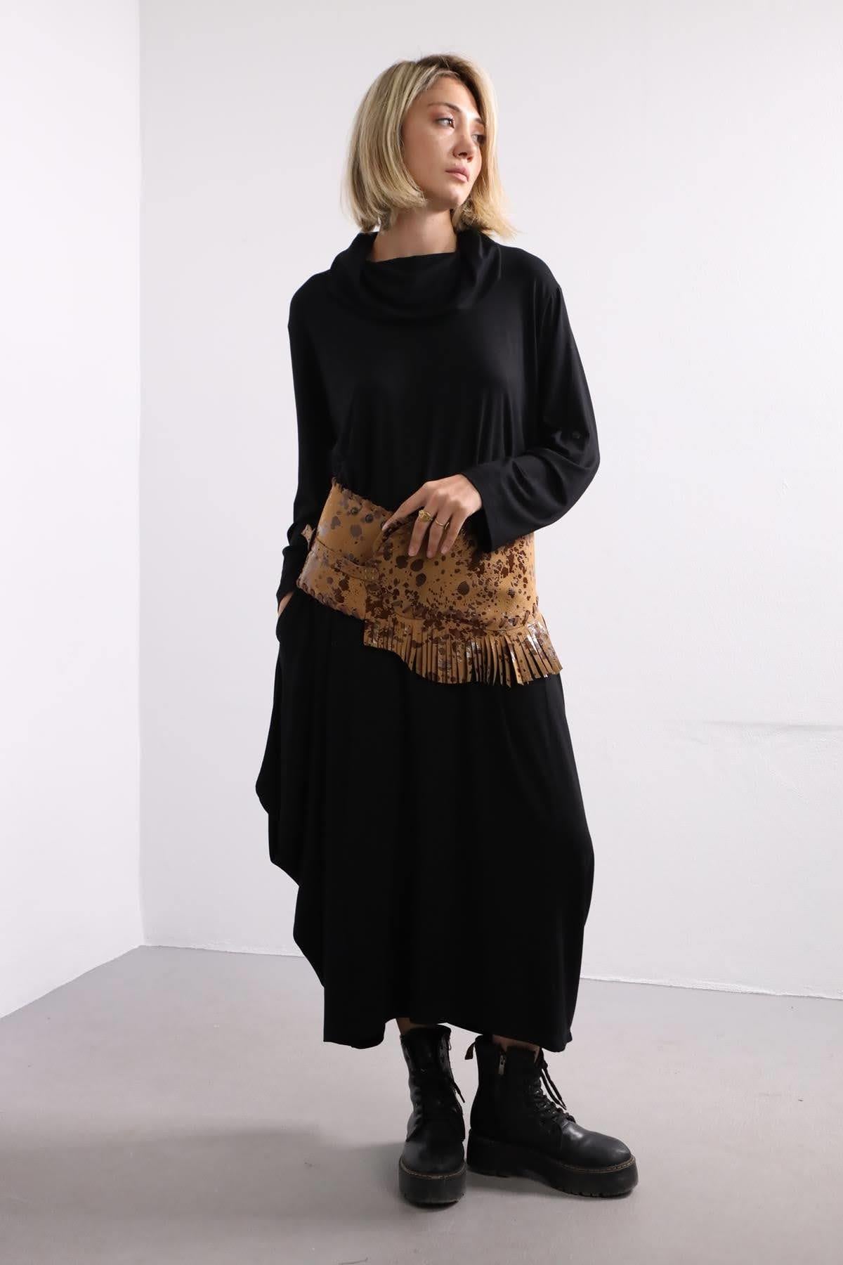 Kahverengi Benekli Püsküllü Kemer - Şaman Butik Kahverengi Benekli Püsküllü Kemer