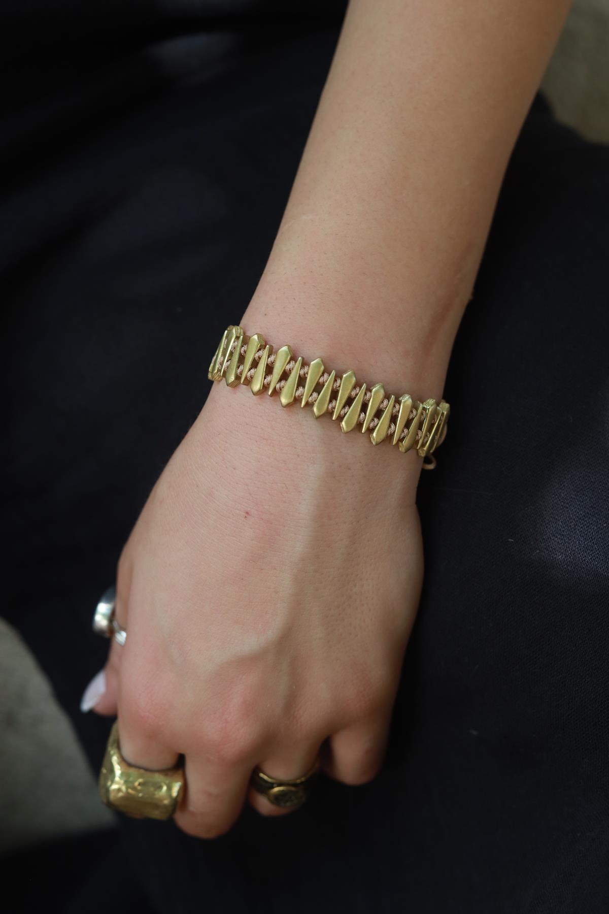 Alloy Madeni Krem İpli El Yapımı Bileklik