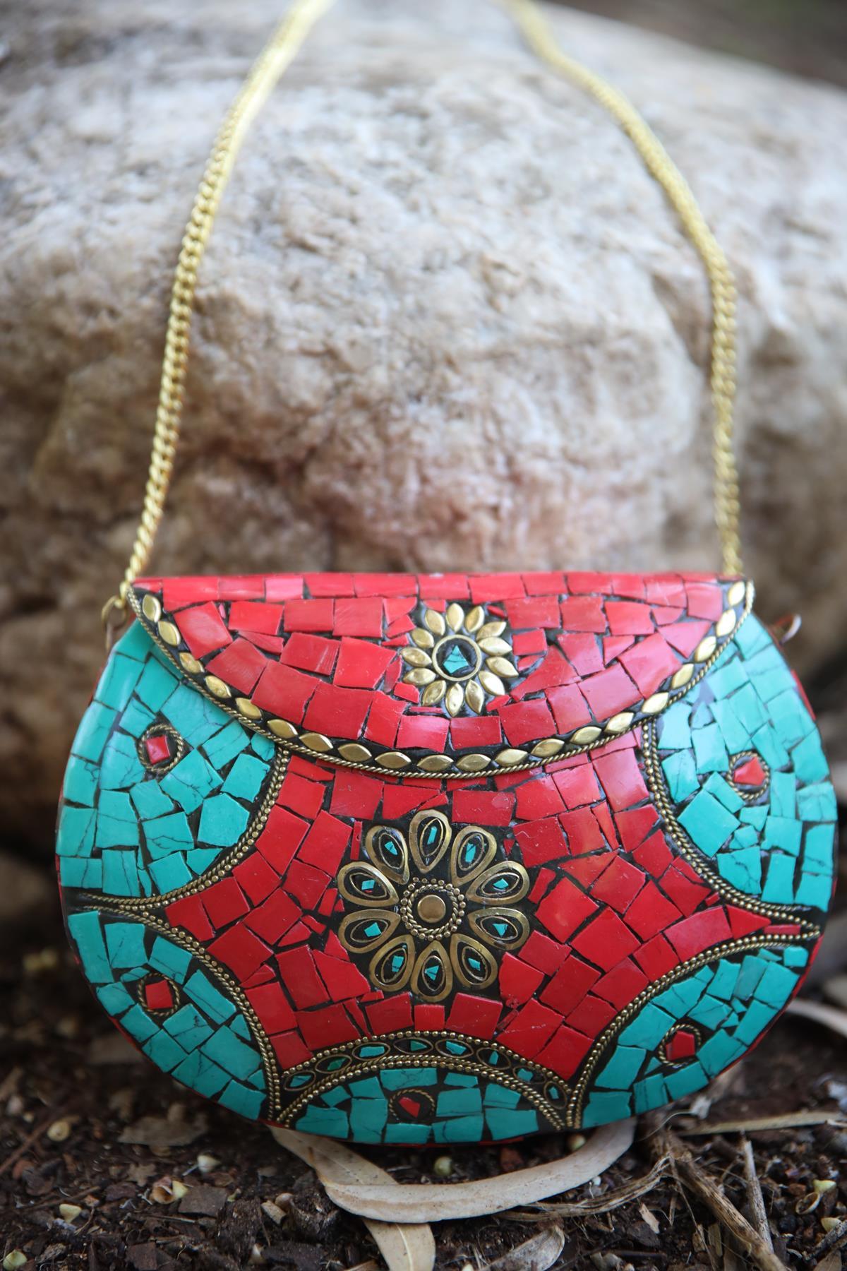 Red Stoned Design Bag