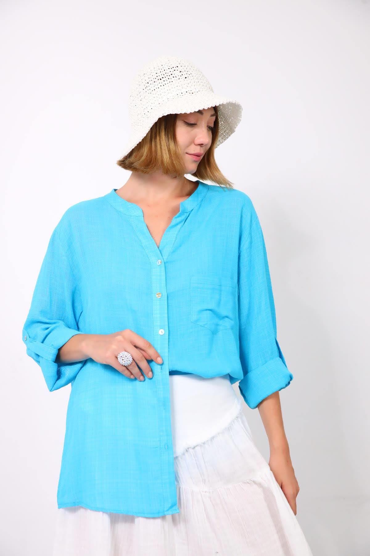  Turkuaz Hakim Yaka Gömlek