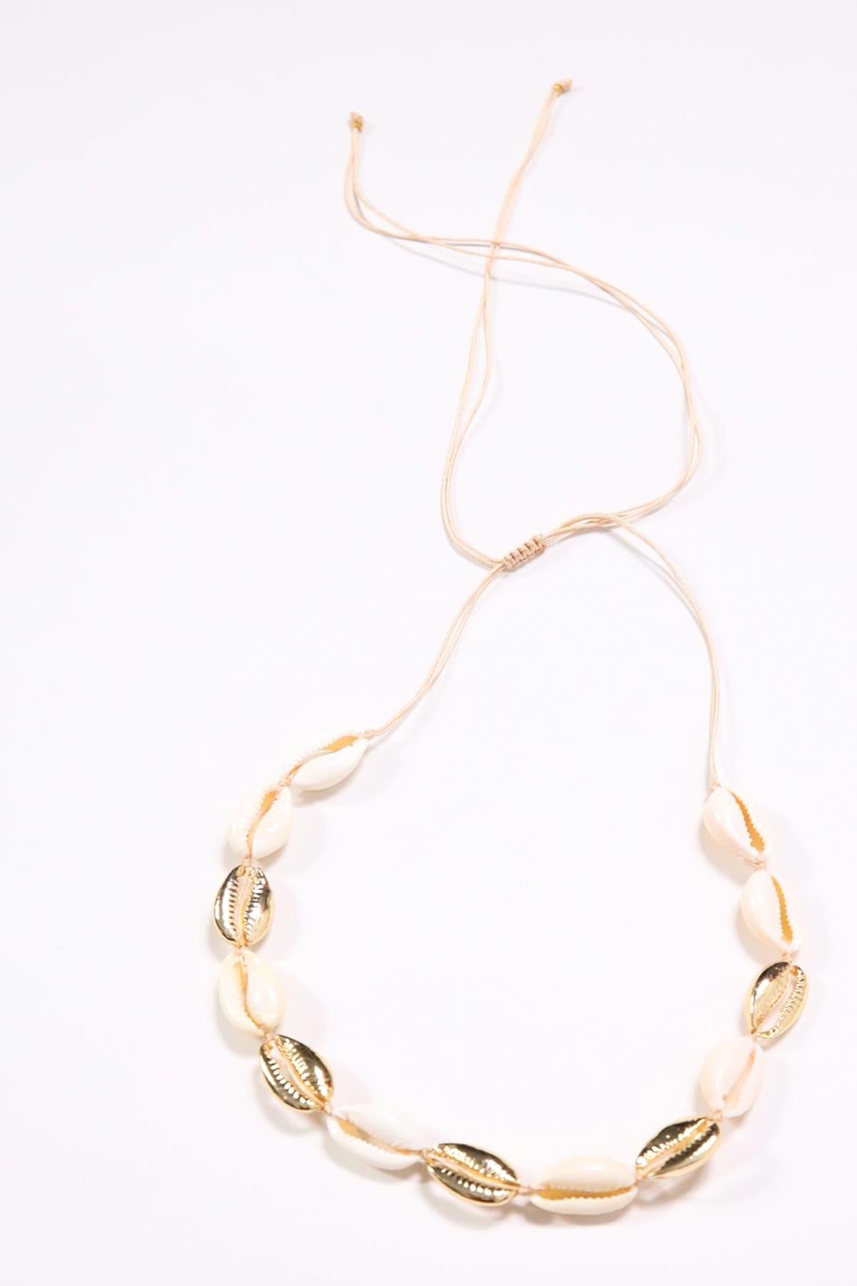 Gold Detaylı Deniz Kabuğu Kolye - Şaman Butik Gold Detaylı Deniz Kabuğu Kolye
