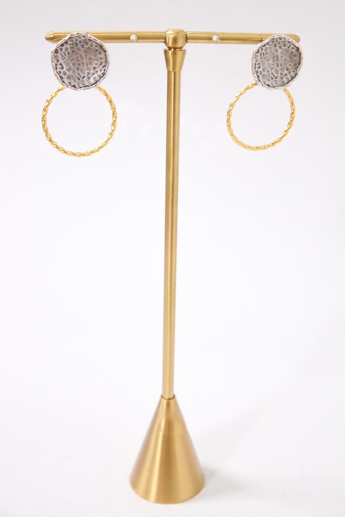 Gümüş Kaplama Dokulu Halka Küpe - Şaman Butik Gümüş Kaplama Dokulu Halka Küpe