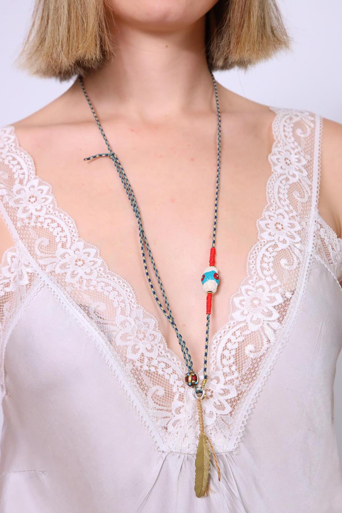 El Yapımı Uzun Tasarım Kolye - Şaman Butik El Yapımı Uzun Tasarım Kolye