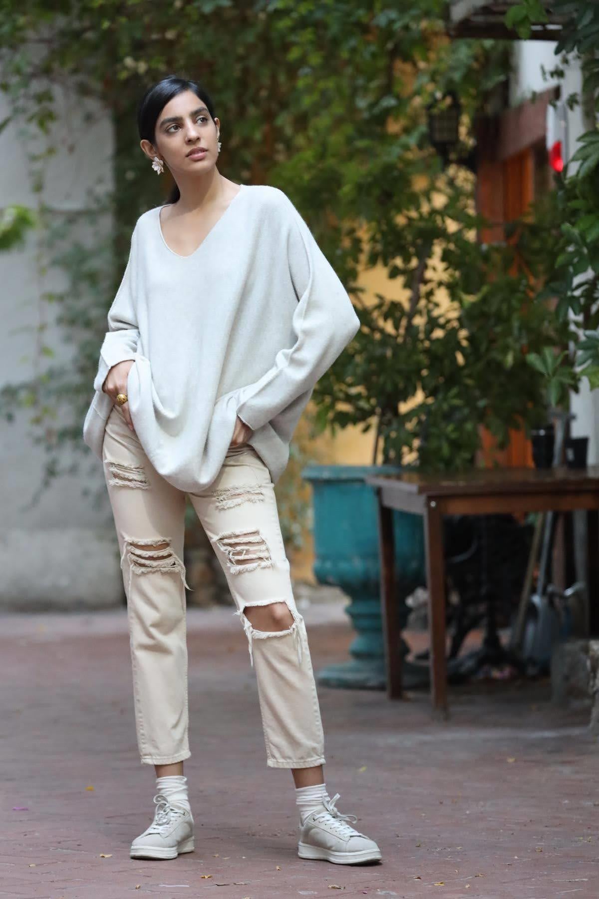 Beige Soft Texture Oversize Blouse