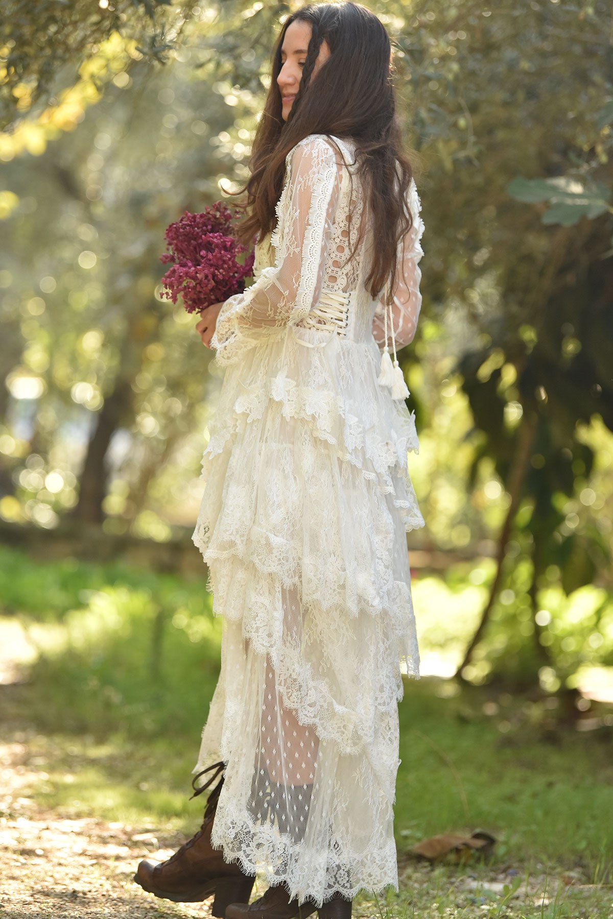 Beyaz Bohem Dantelli Elbise - Şaman Butik - Bohem Giyim ve Aksesuar | Kadın  & Erkek