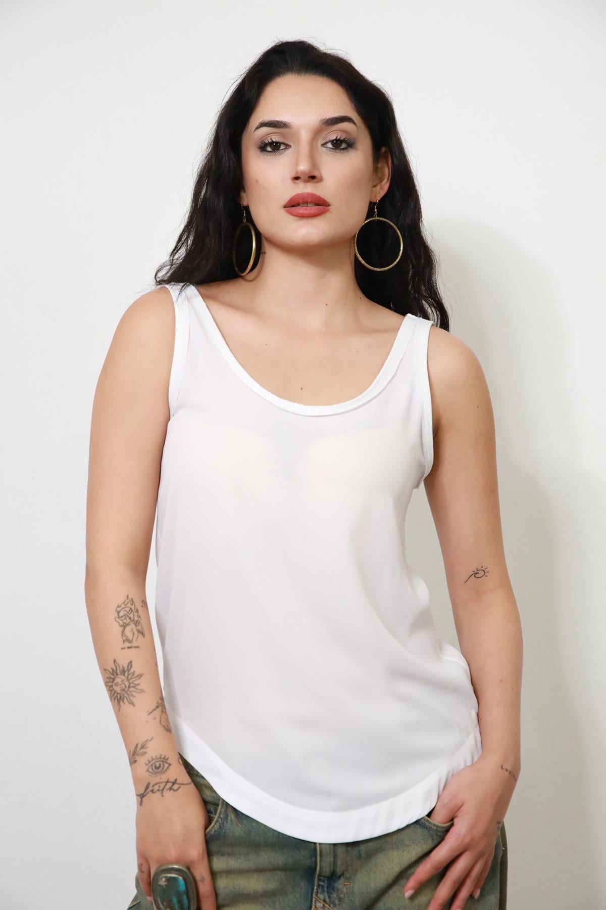White Woven Tank Top