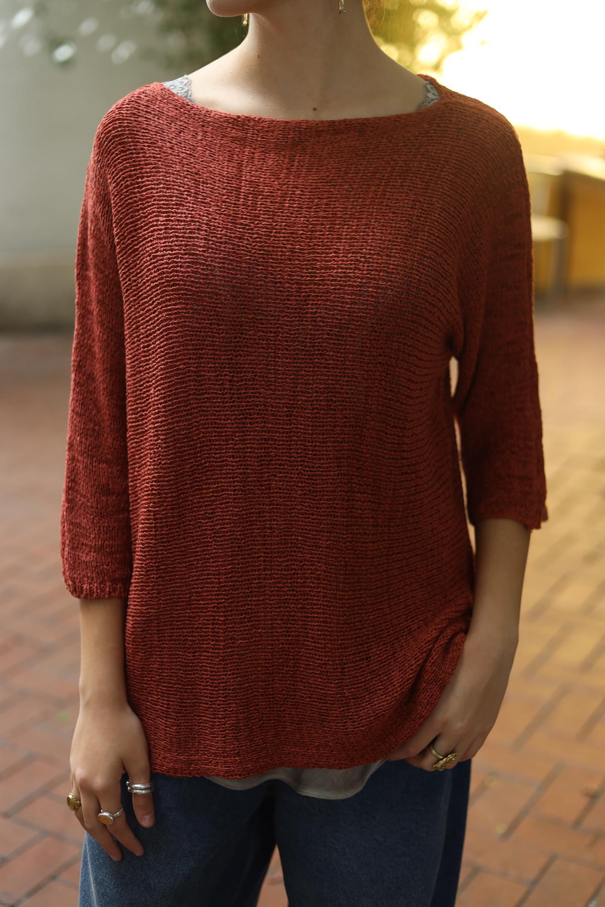 Kiremit Rengi Tensel Merserize Bluz