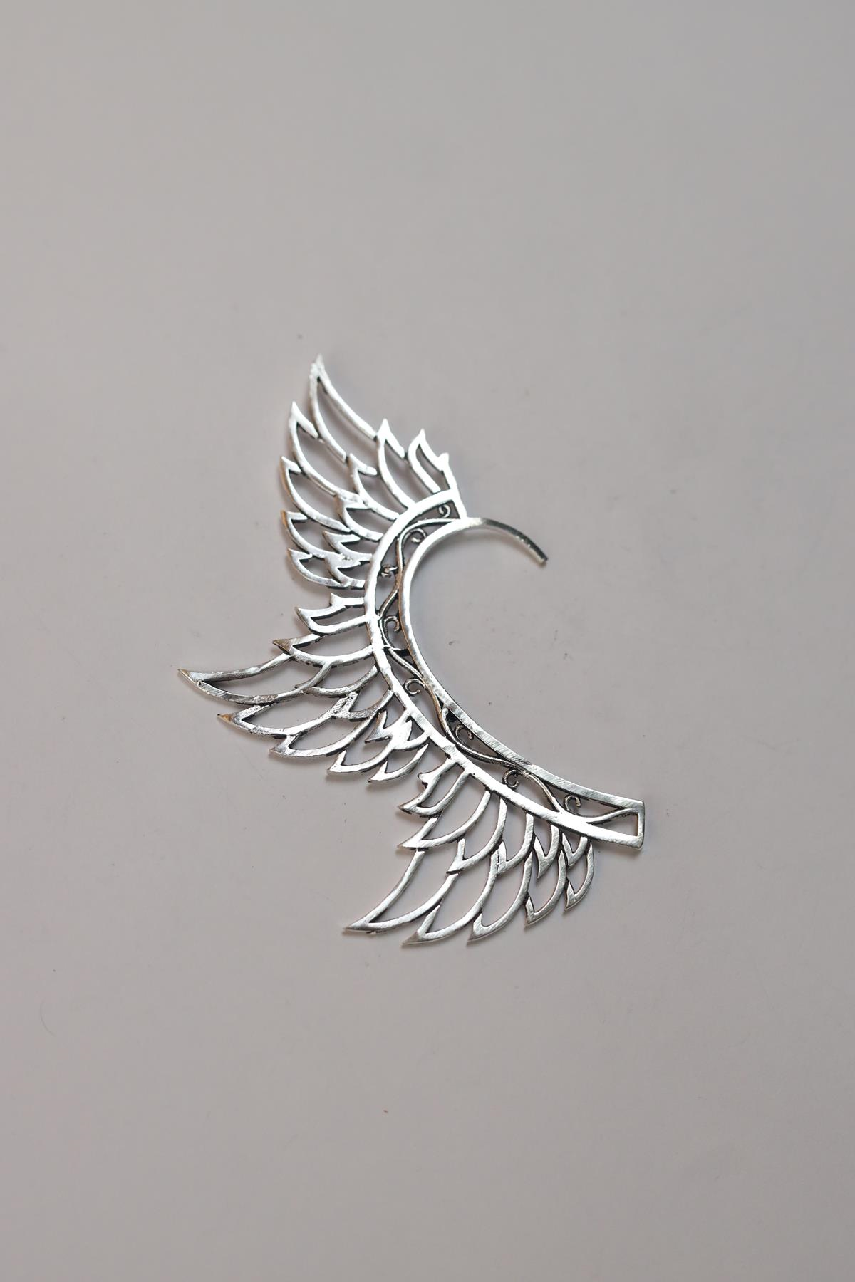 Düşük Ayar Gümüş Büyük Desenli Ear Cuff