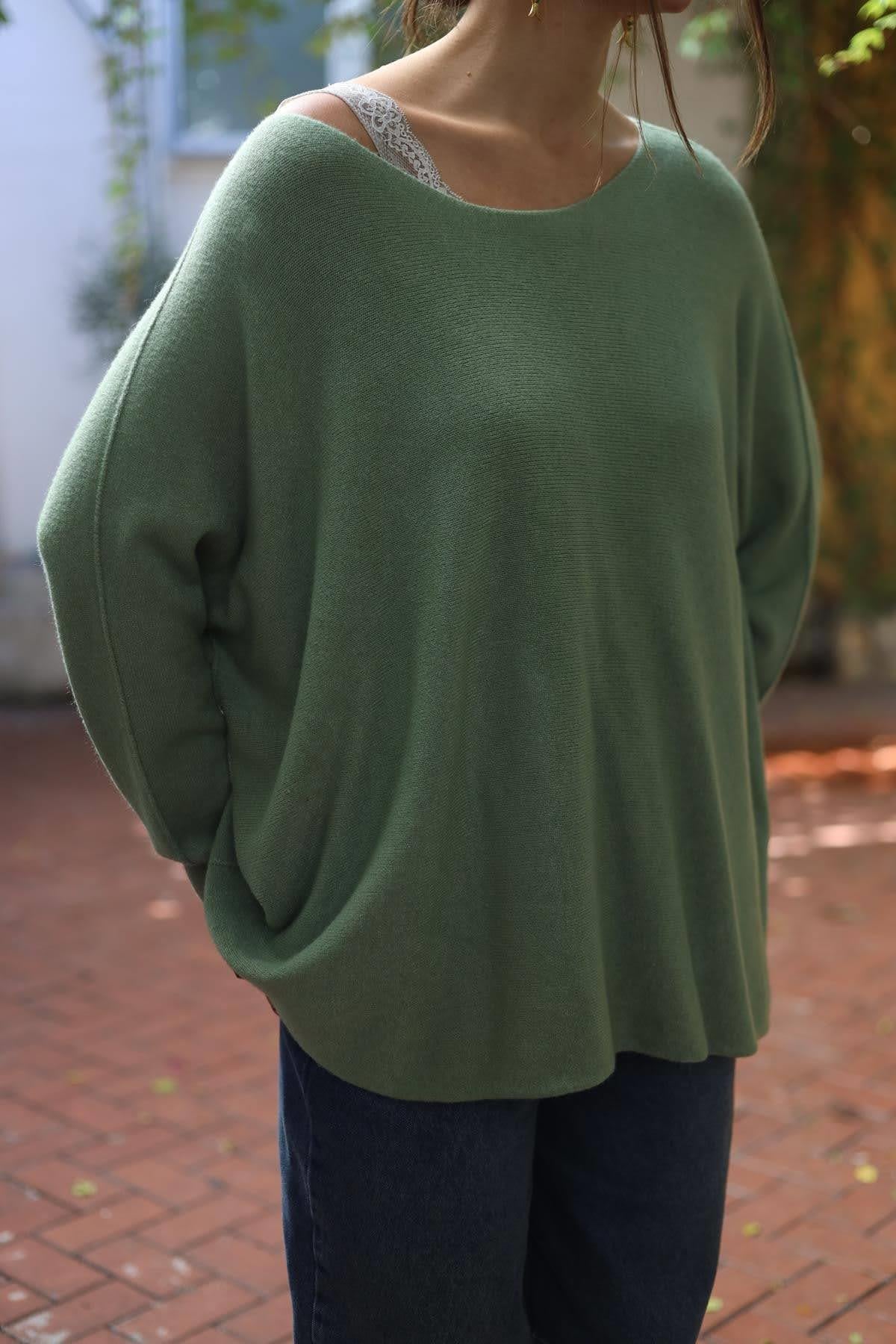 Fıstık Yeşili Bisiklet Yaka Dikişsiz Kazak