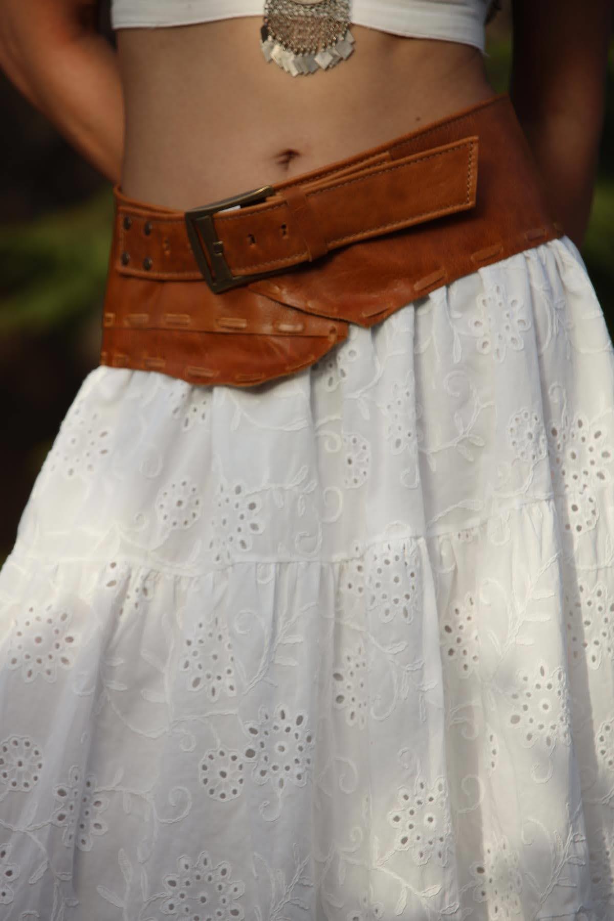 Camel Pieced Leather Belt