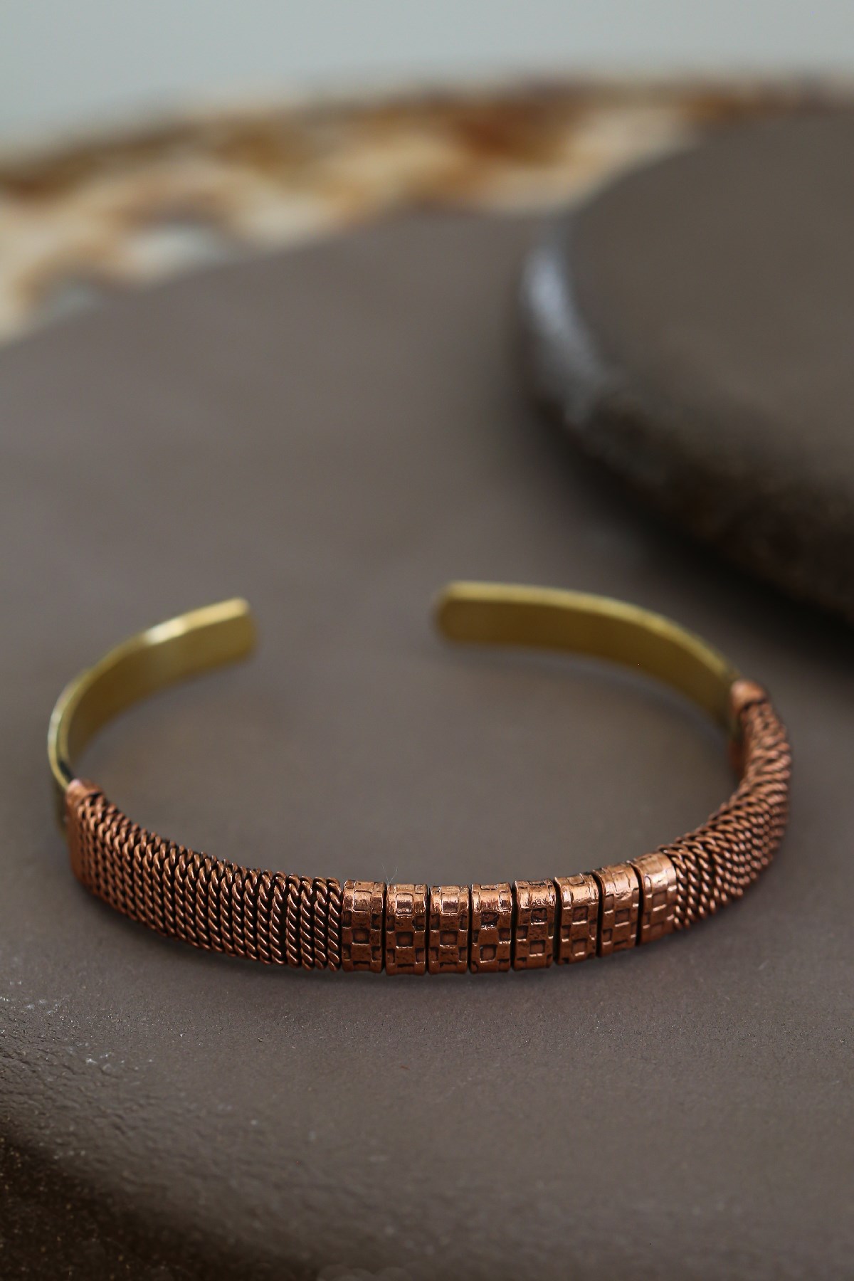 Bronz Antik Motif Detaylı Zincir Tasarım Bileklik - Şaman Butik Bronz Antik Motif Detaylı Zincir Tasarım Bileklik