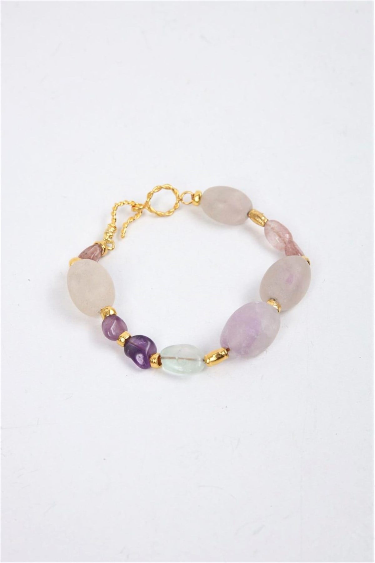  Bronz Detaylı Kuvars Taşlı Tasarım Bileklik