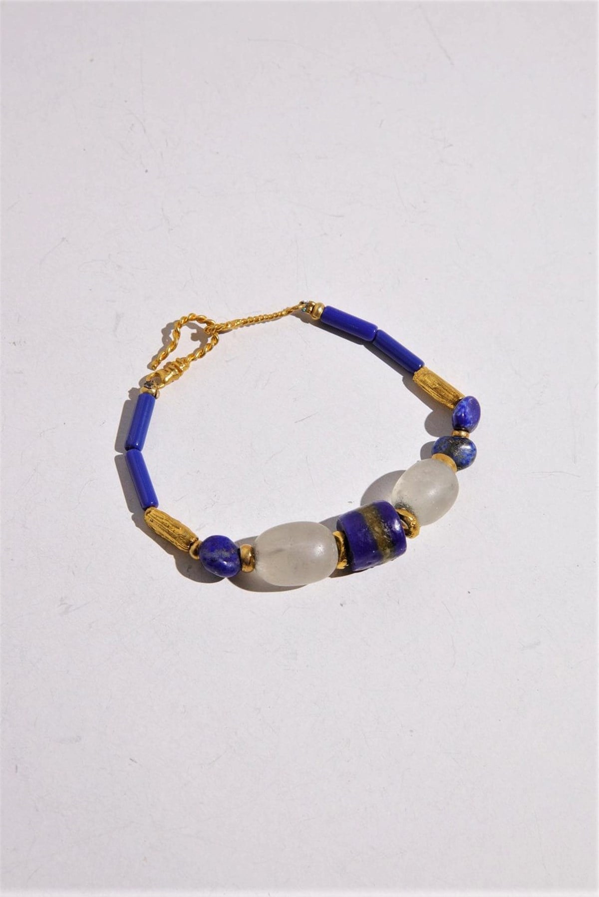  Lapis Ve Kuvars Taşlı Bronz Detaylı Tasarım Bileklik