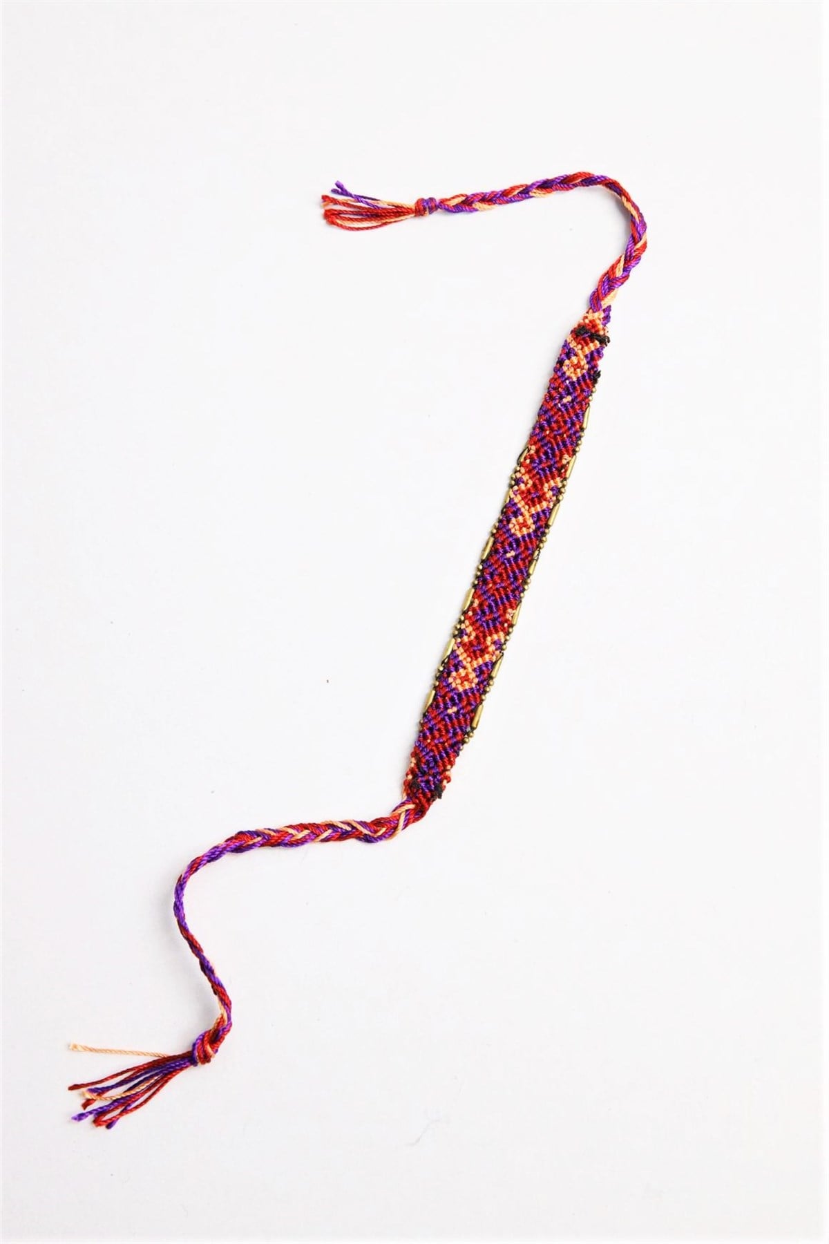  Renkli Örgü Tasarım Bronz Parçalı Bileklik