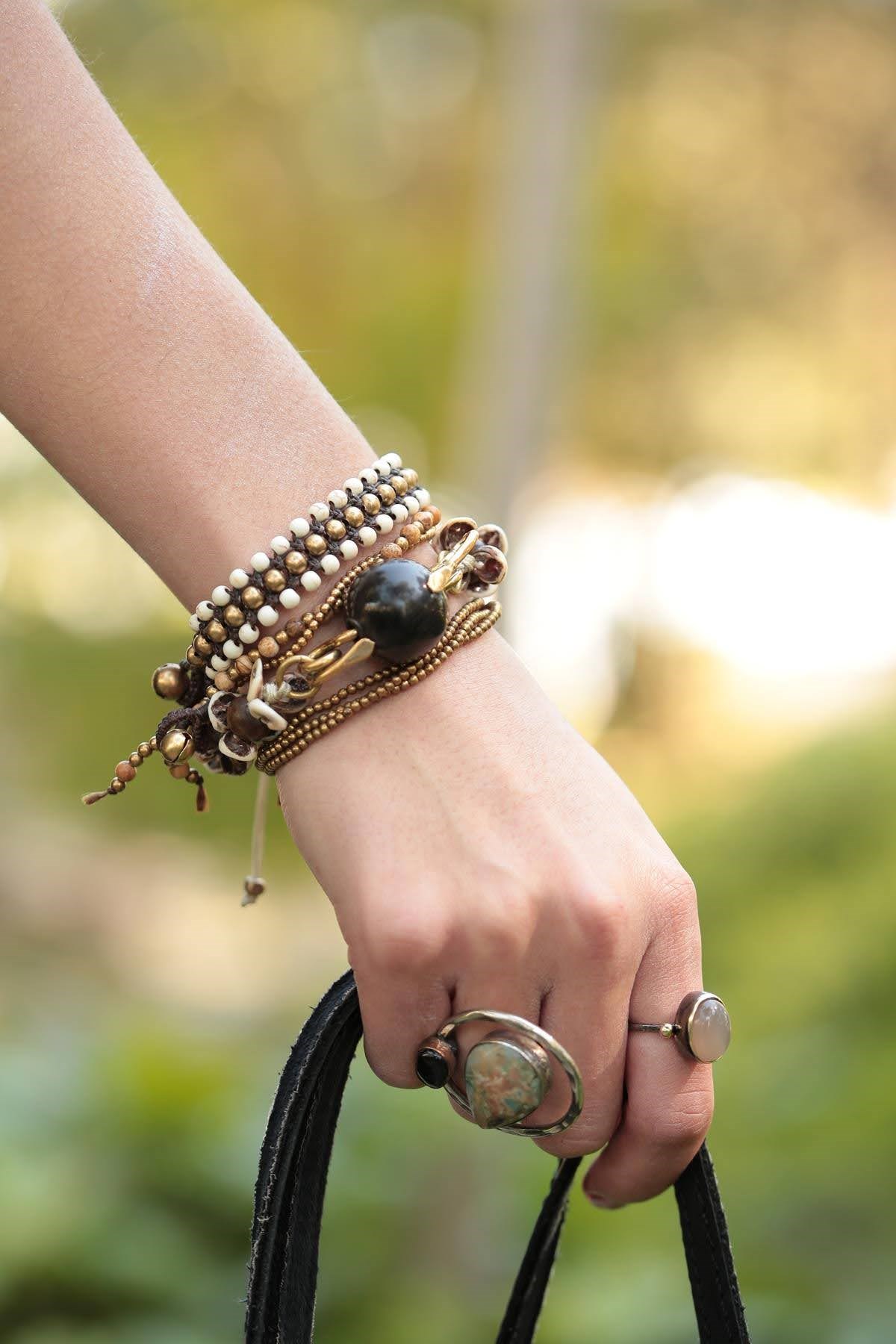 Üç Sıra Bronz Bileklik - Şaman Butik Üç Sıra Bronz Bileklik