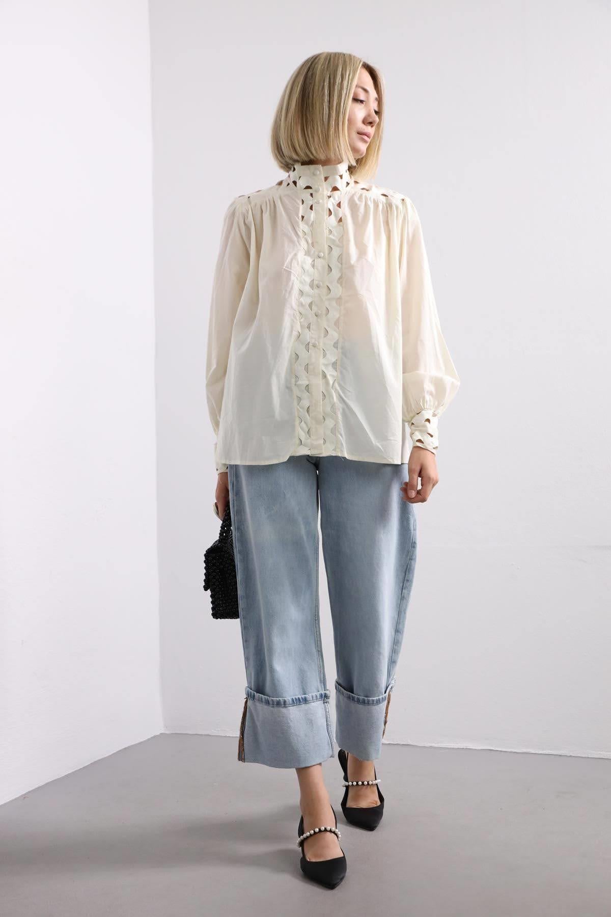 Ekru Güpürlü Bohem Bluz - Şaman Butik Ekru Güpürlü Bohem Bluz