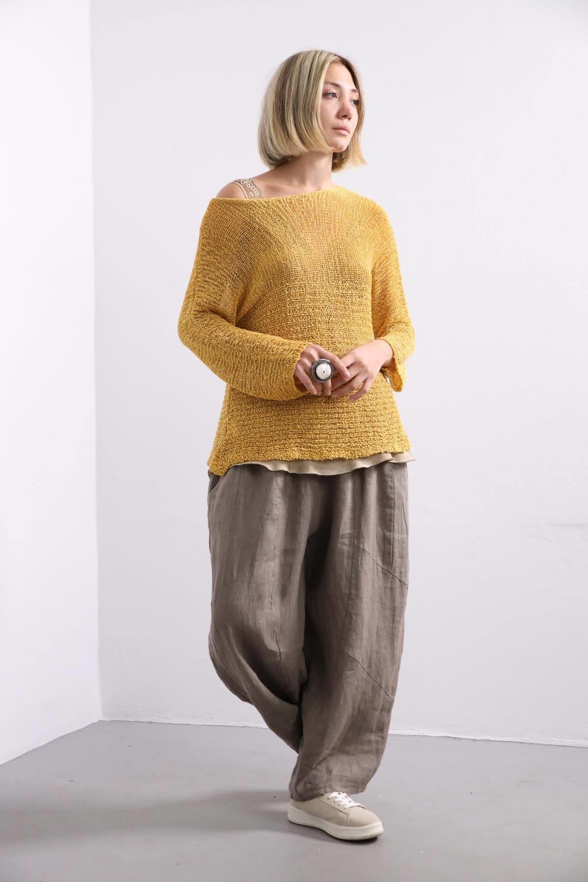 Sarı Merserize Bluz - Şaman Butik Sarı Merserize Bluz