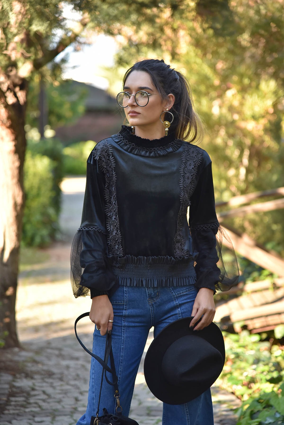 Siyah Balon Kol Beli Lastikli Dantelli Bluz - Şaman Butik - Bohem Giyim ve  Aksesuar | Kadın & Erkek