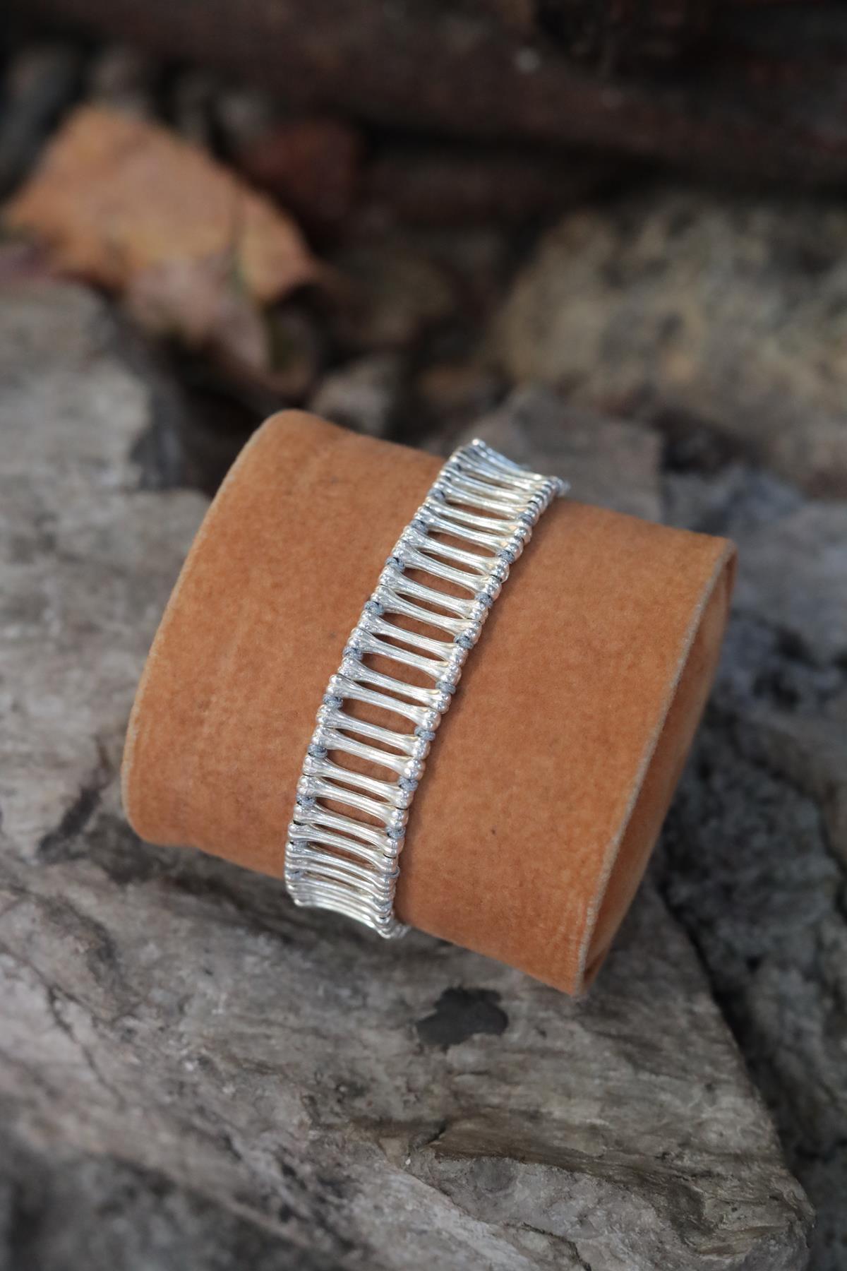 Alloy Madeni Gri İpli E l Yapımı Bileklik