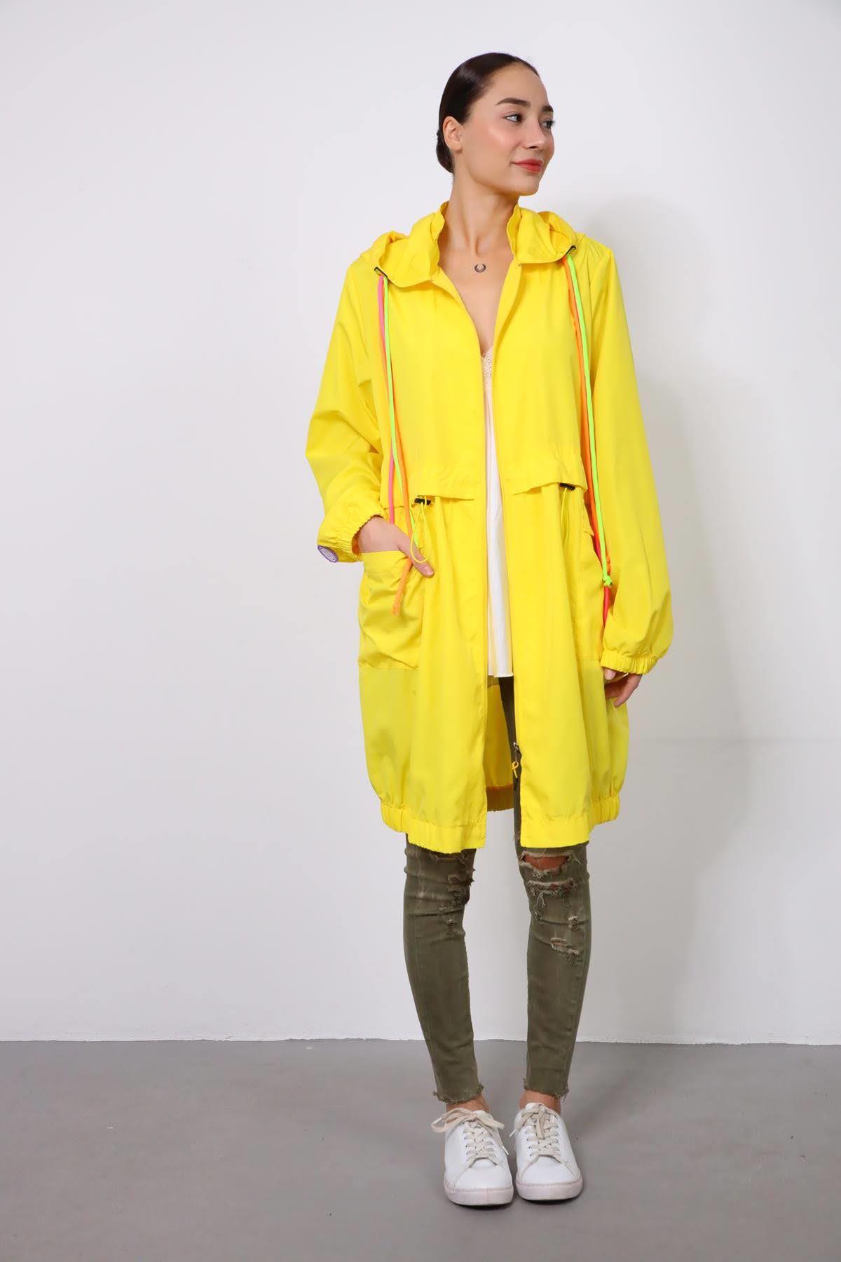 Navy Blue Floral Stitched Waist Shirt Dress - Şaman Butik Yellow Rainbow Jacket