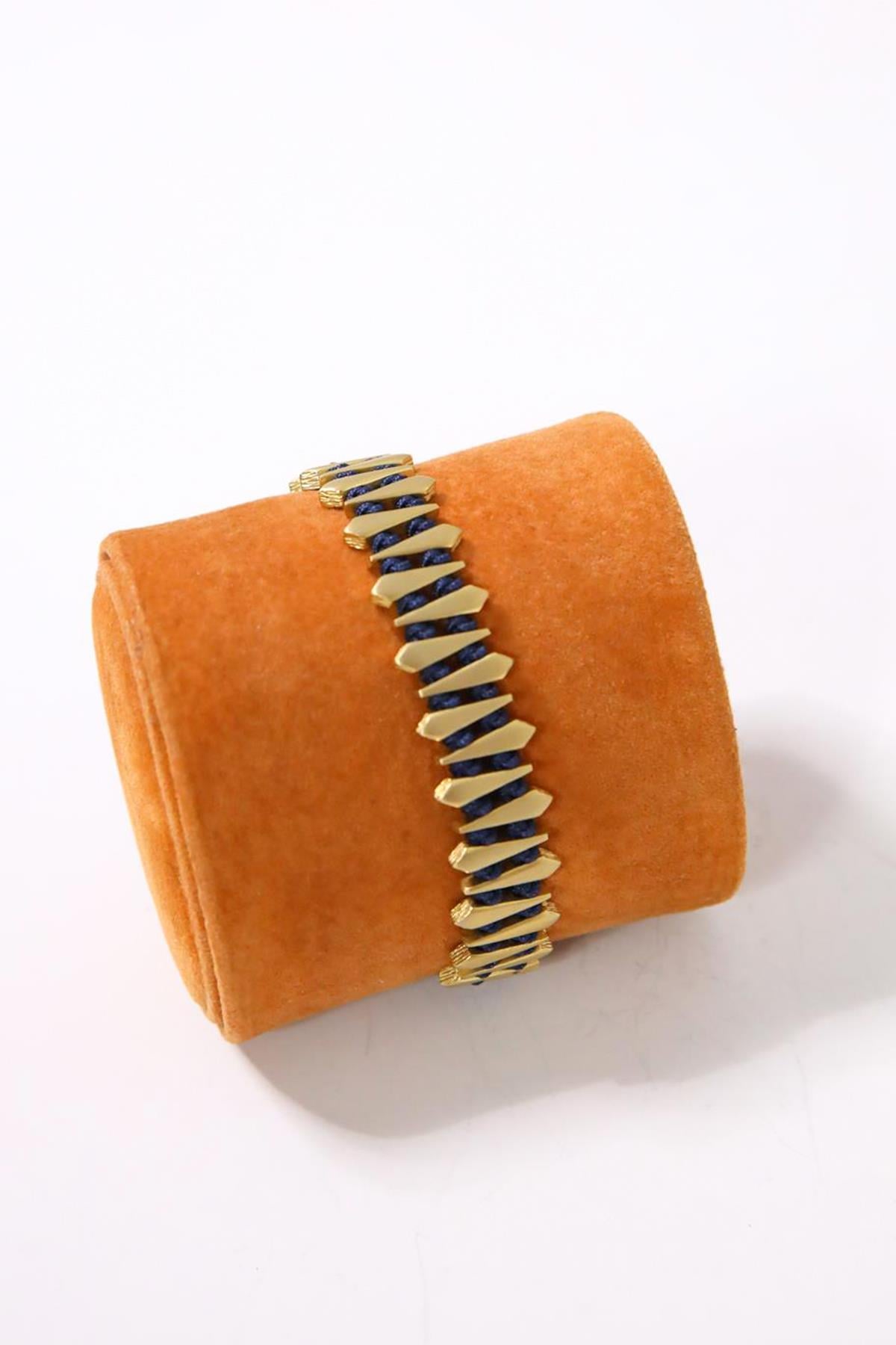 Alloy Madeni El Yapımı Lacivert İpli Bileklik - Şaman Butik Alloy Madeni El Yapımı Lacivert İpli Bileklik