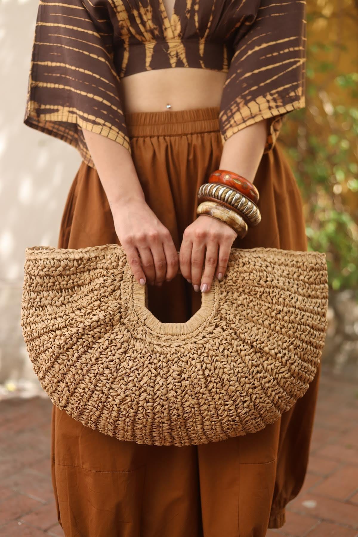 Camel Color Handmade Straw Bag