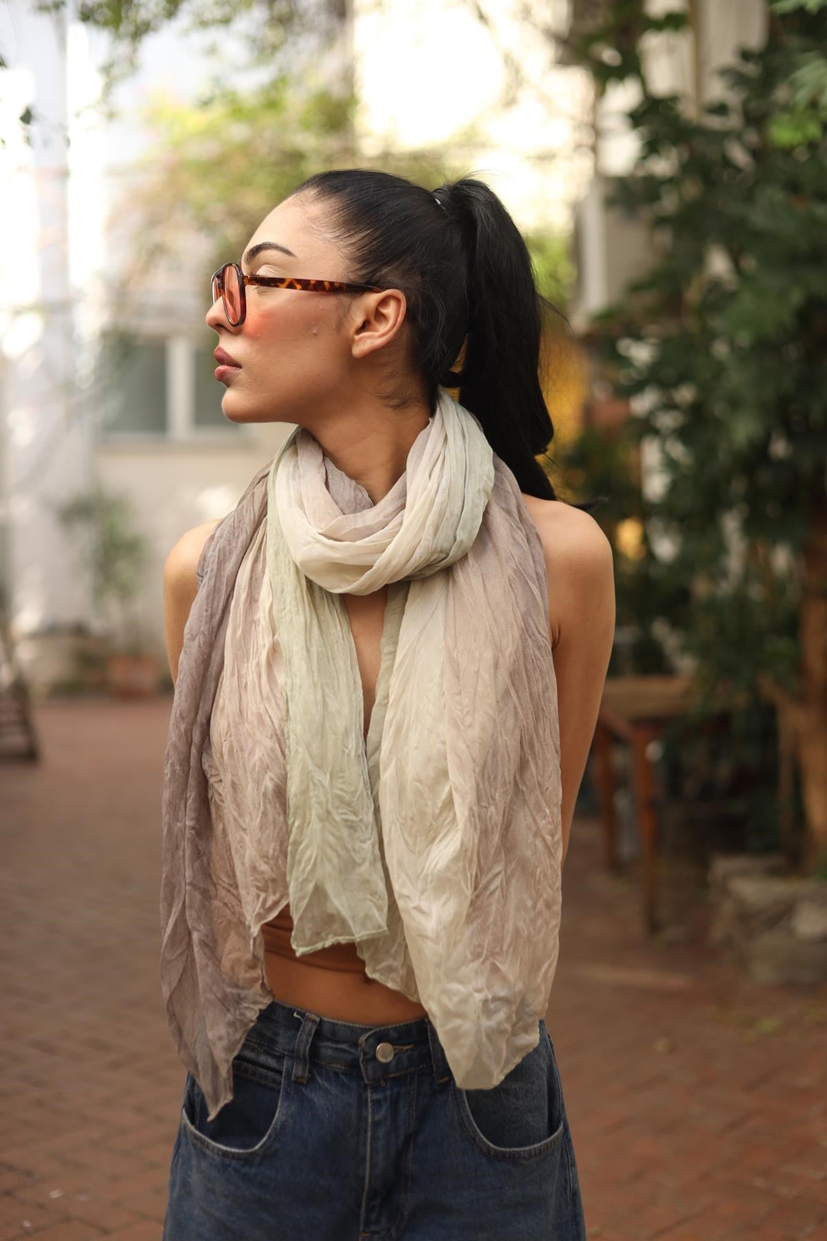 Üç Renkli Pamuk Şal