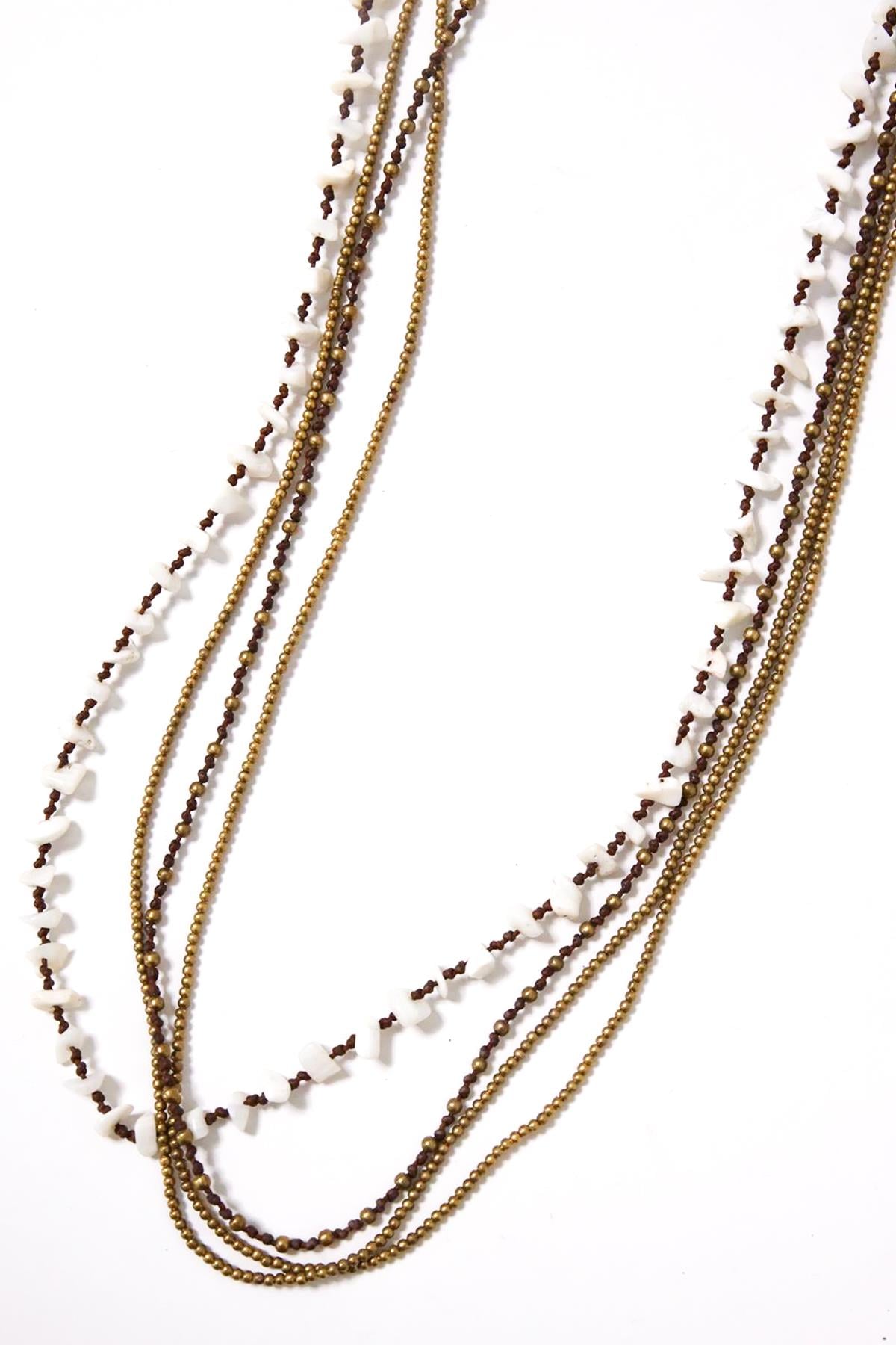 Turmalin Taşlı Bronz Çoklu Kolye - Şaman Butik Turmalin Taşlı Bronz Çoklu Kolye