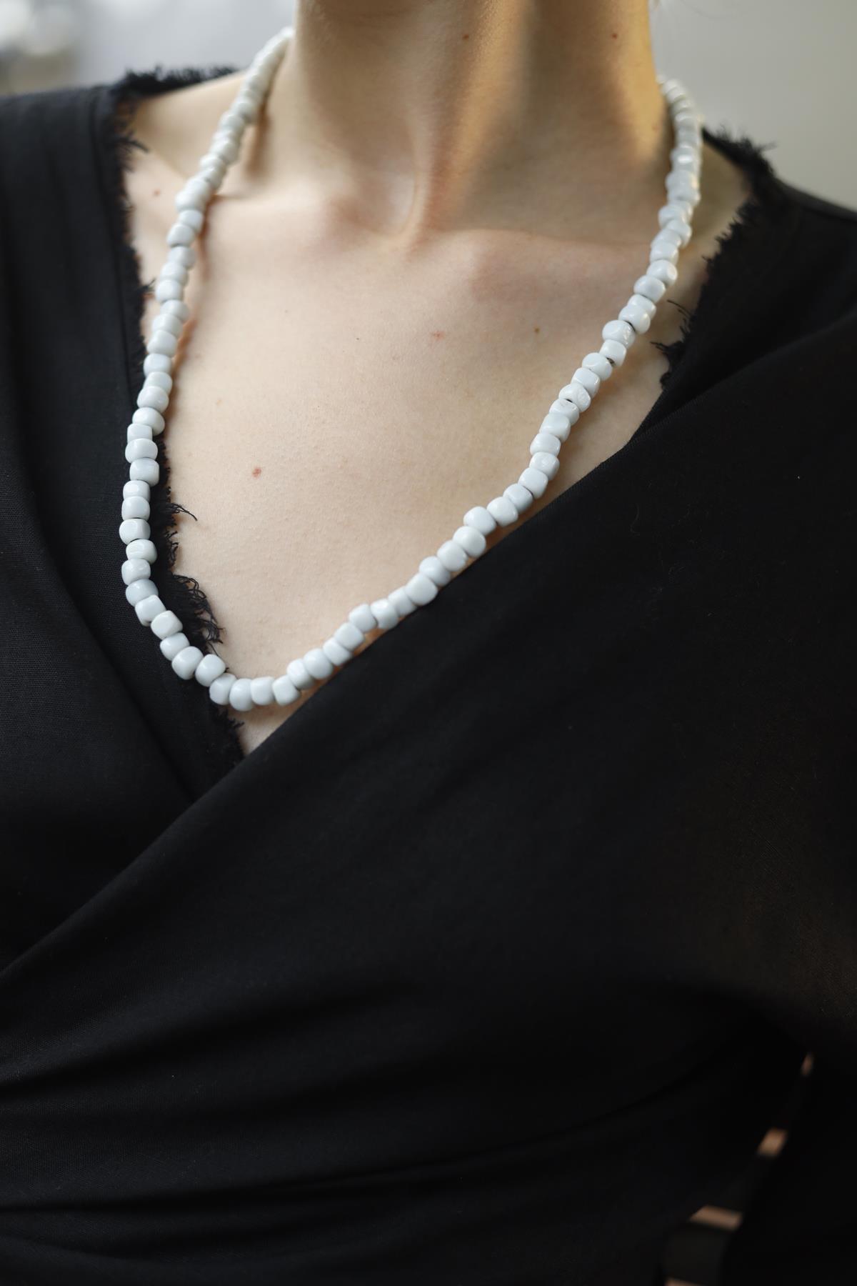 White Glass Design Necklace