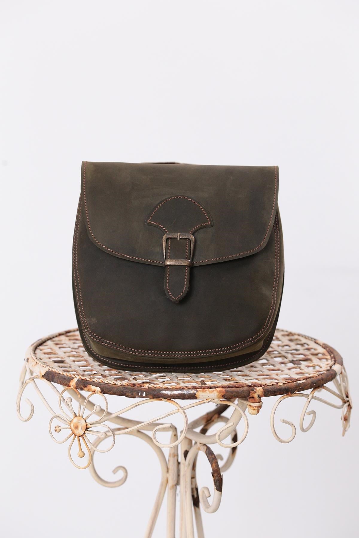 Haki Gözlü Deri Çanta - Şaman Butik Haki Gözlü Deri Çanta