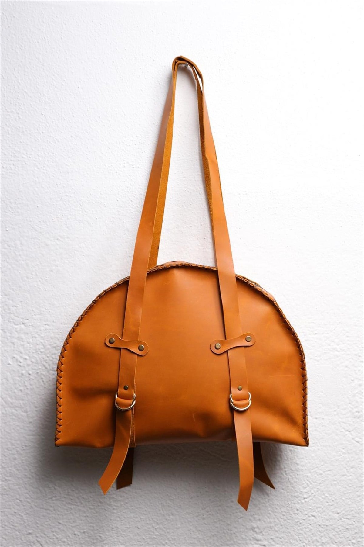Camel Stitched Leather Bag - Saman Butik | Shop Online Camel Stitched Leather Bag