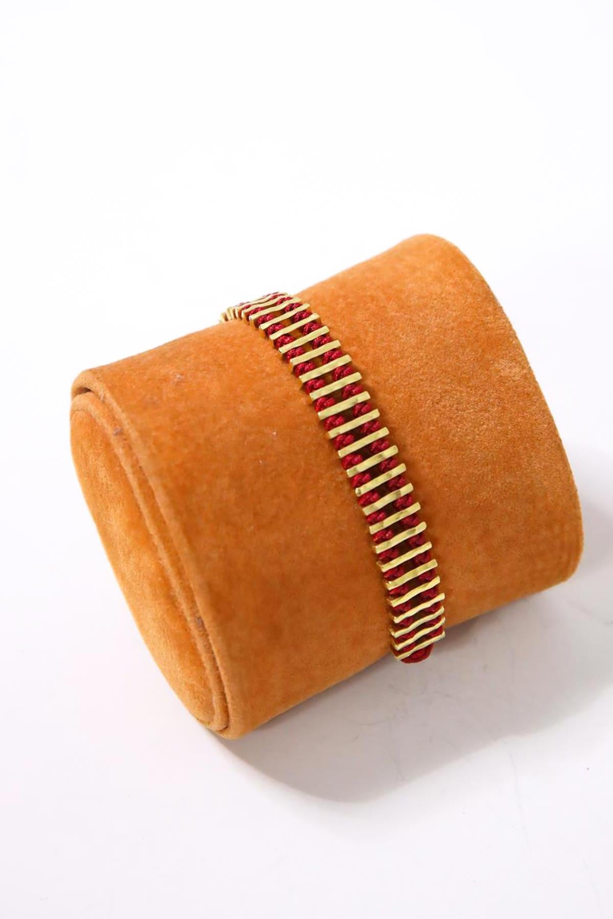 Alloy Madeni Bordo İpli El Yapımı BilekliK - Şaman Butik Alloy Madeni Bordo İpli El Yapımı Bileklik