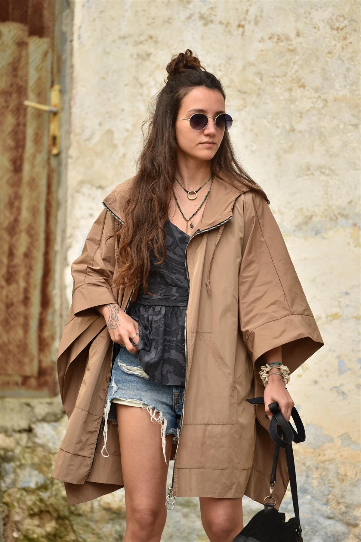 Kahverengi Yarasa Kol Kapüşonlu Ceket - Şaman Butik - Bohem Giyim ve  Aksesuar | Kadın & Erkek