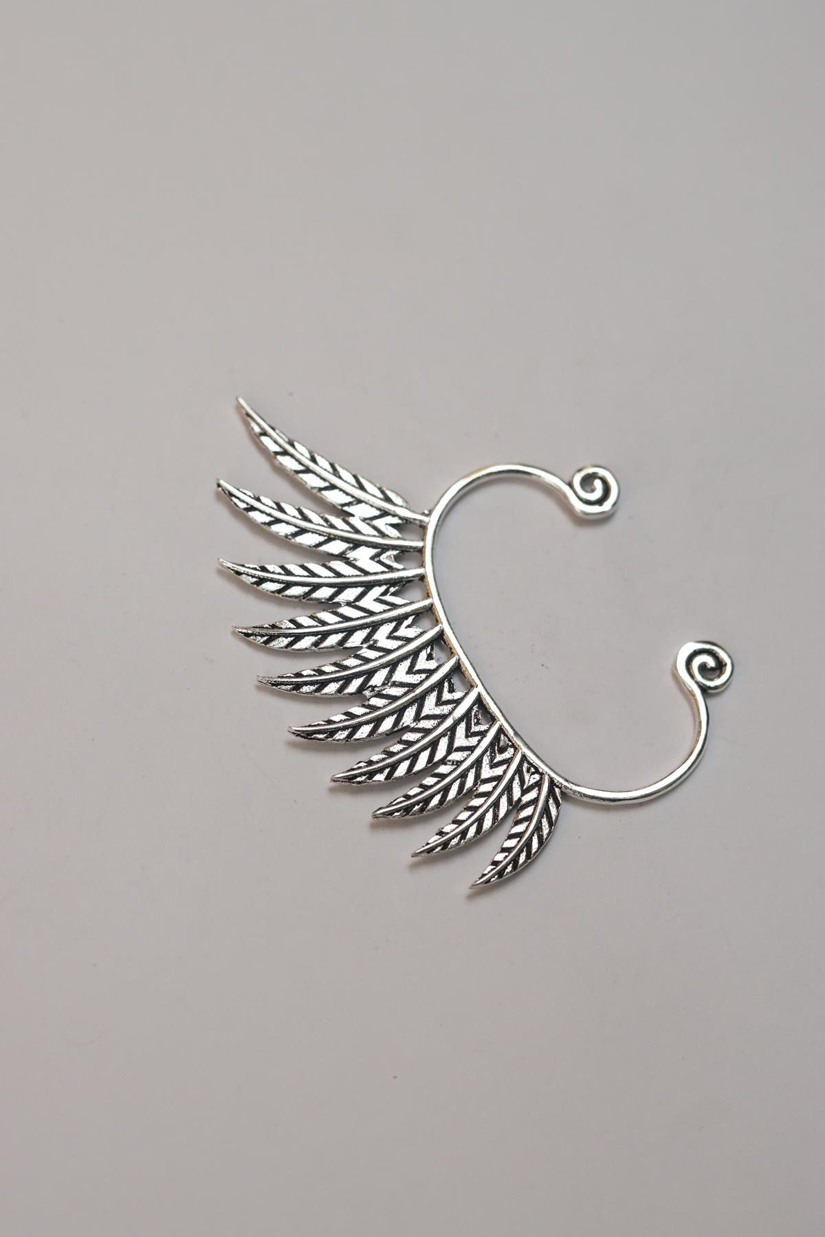 Düşük Ayar Gümüş Büyük Desenli Ear Cuff