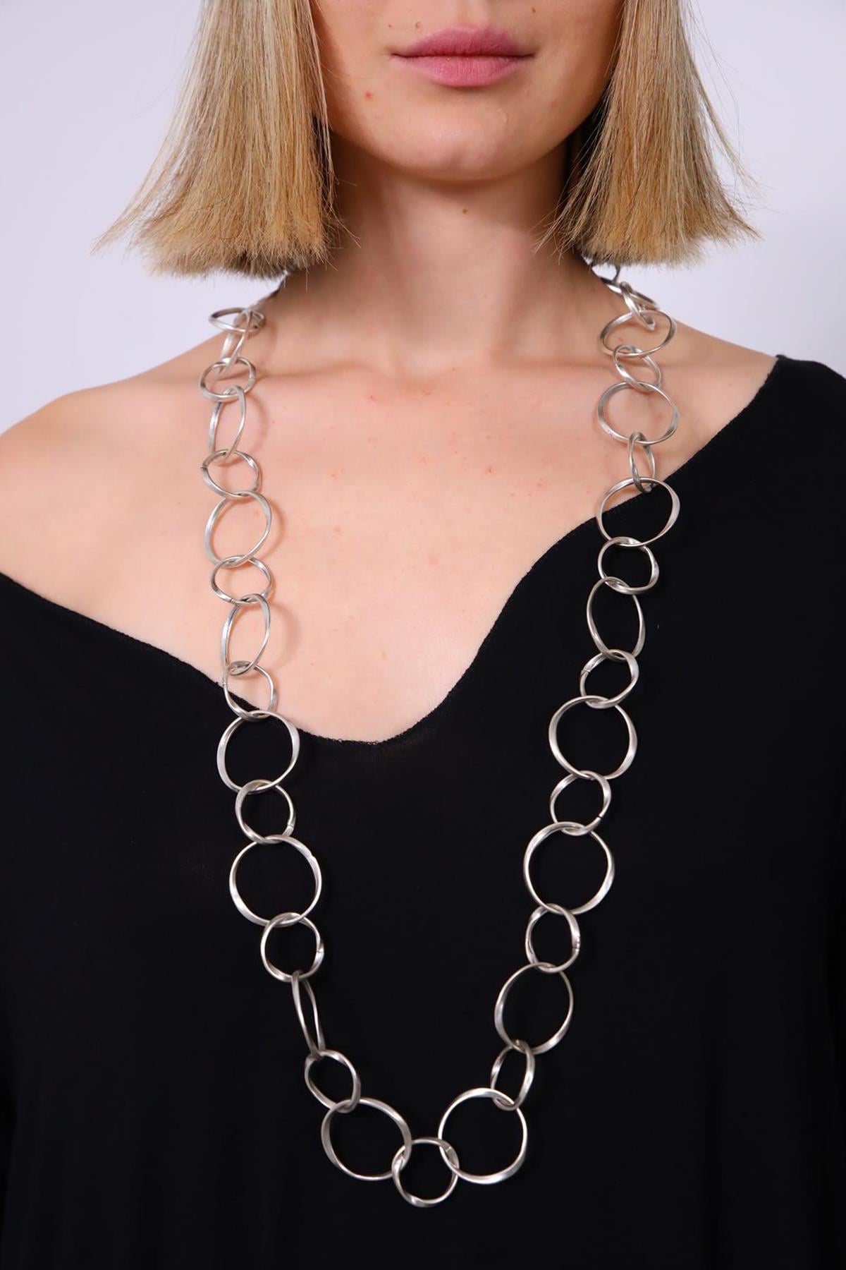 Gümüş Kaplama Halka Kolye - Şaman Butik Gümüş Kaplama Halka Kolye