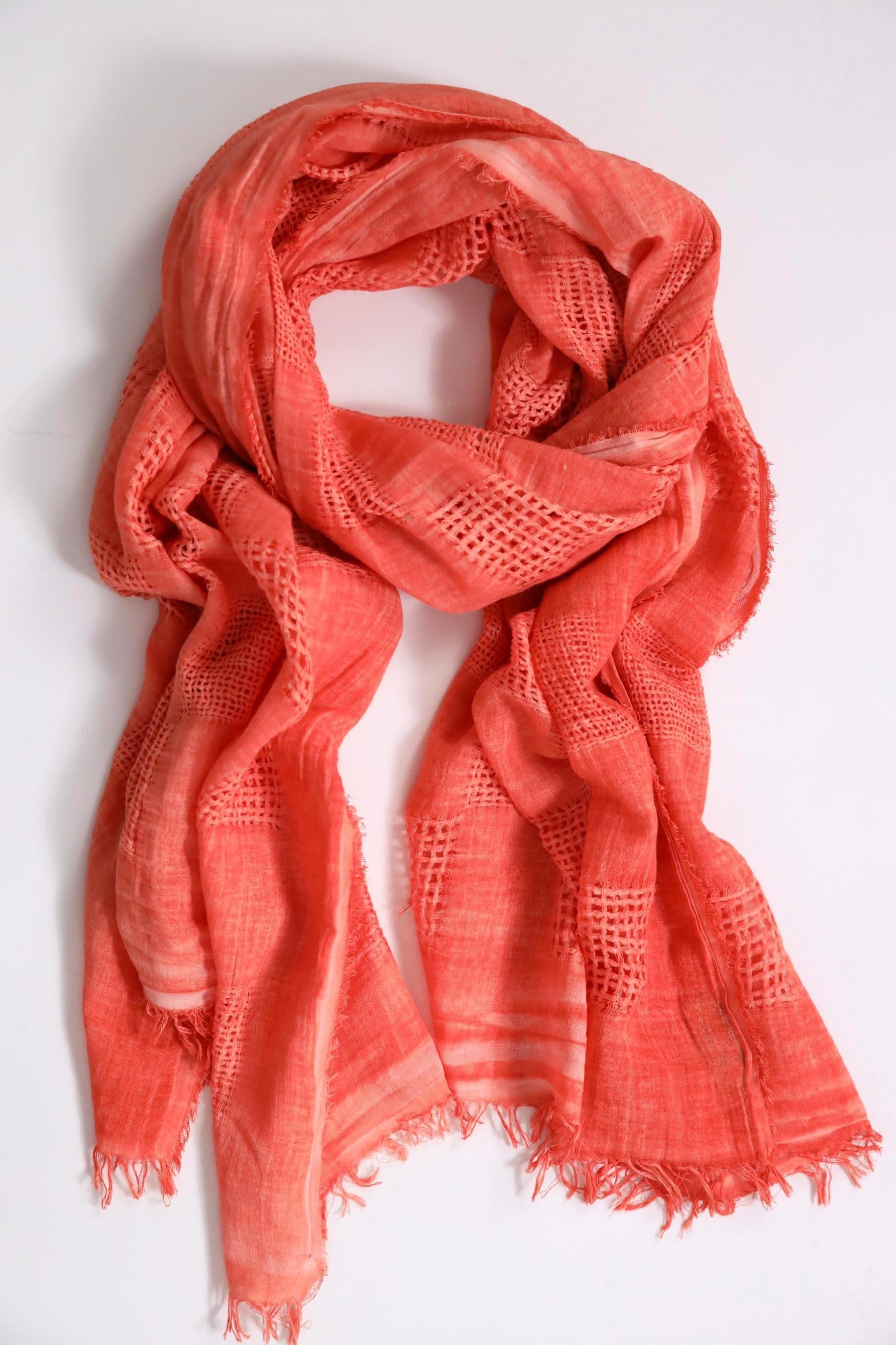 Nar Çiçeği File Damalı Şal - Şaman Butik Nar Çiçeği File Damalı Şal