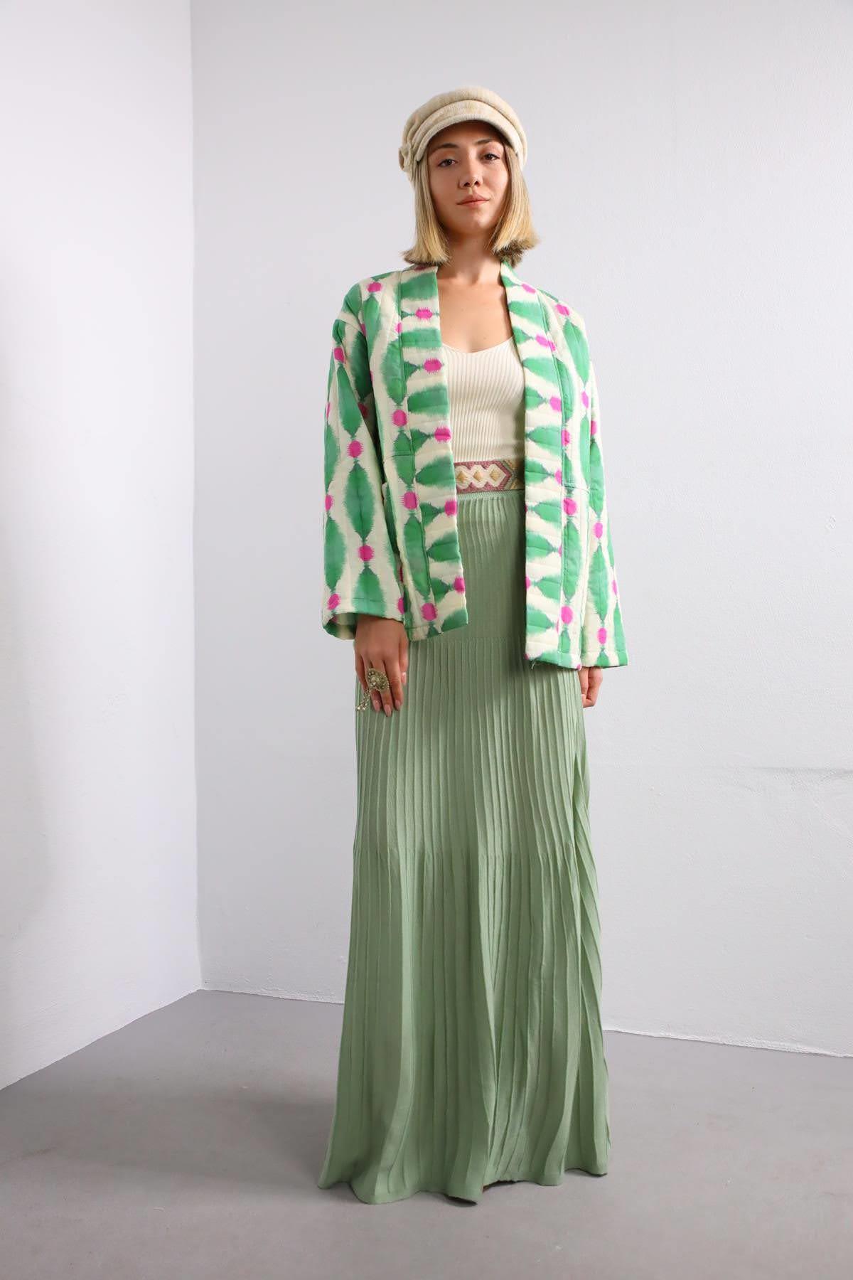 Mint Yeşili Fitilli Triko Etek - Şaman Butik Mint Yeşili Fitilli Triko Etek