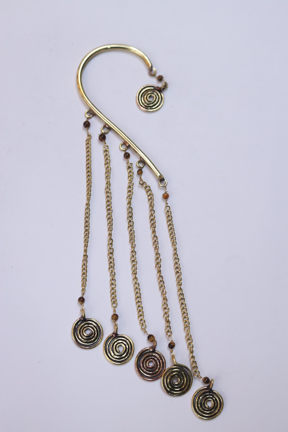 Bronz Büyük Desenli Ear Cuff