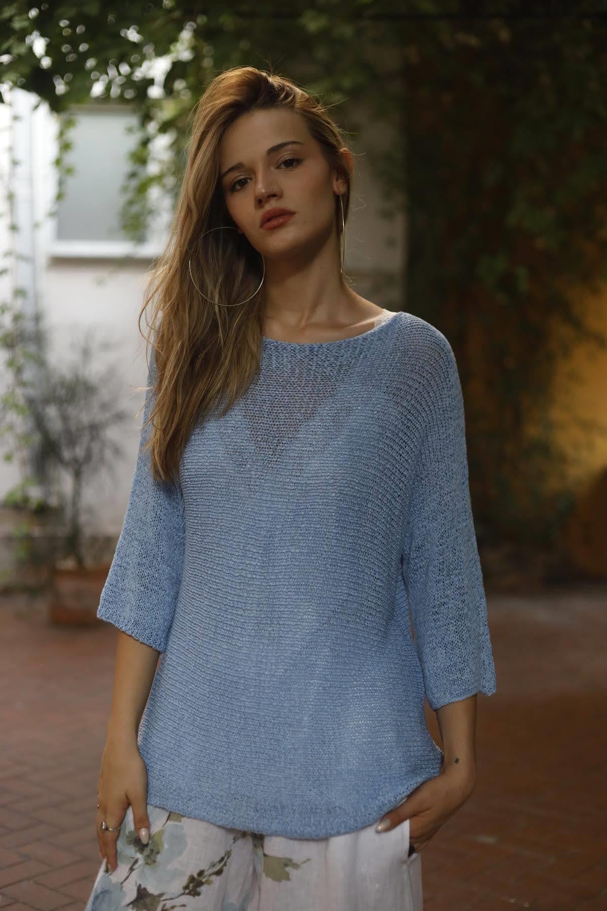 Mavi Tensel Merserize Bluz