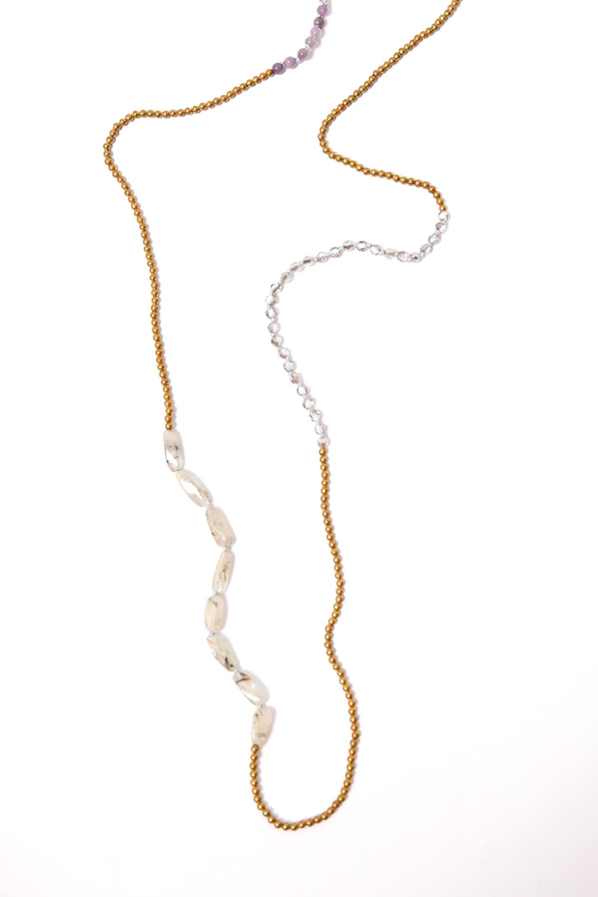 Doğal Taşlı Bronz Uzun Kolye - Şaman Butik Doğal Taşlı Bronz Uzun Kolye