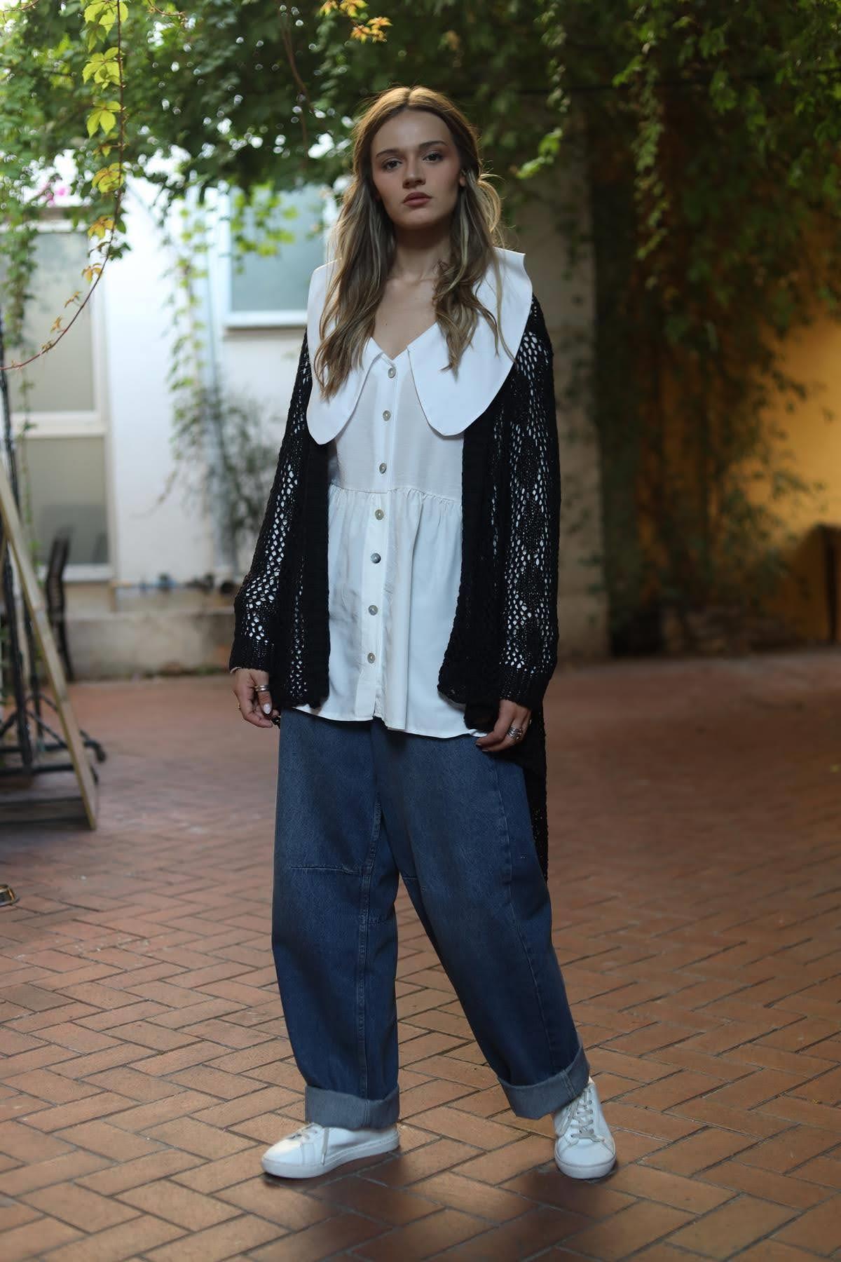 Black Shawl Collar Mesh Cardigan