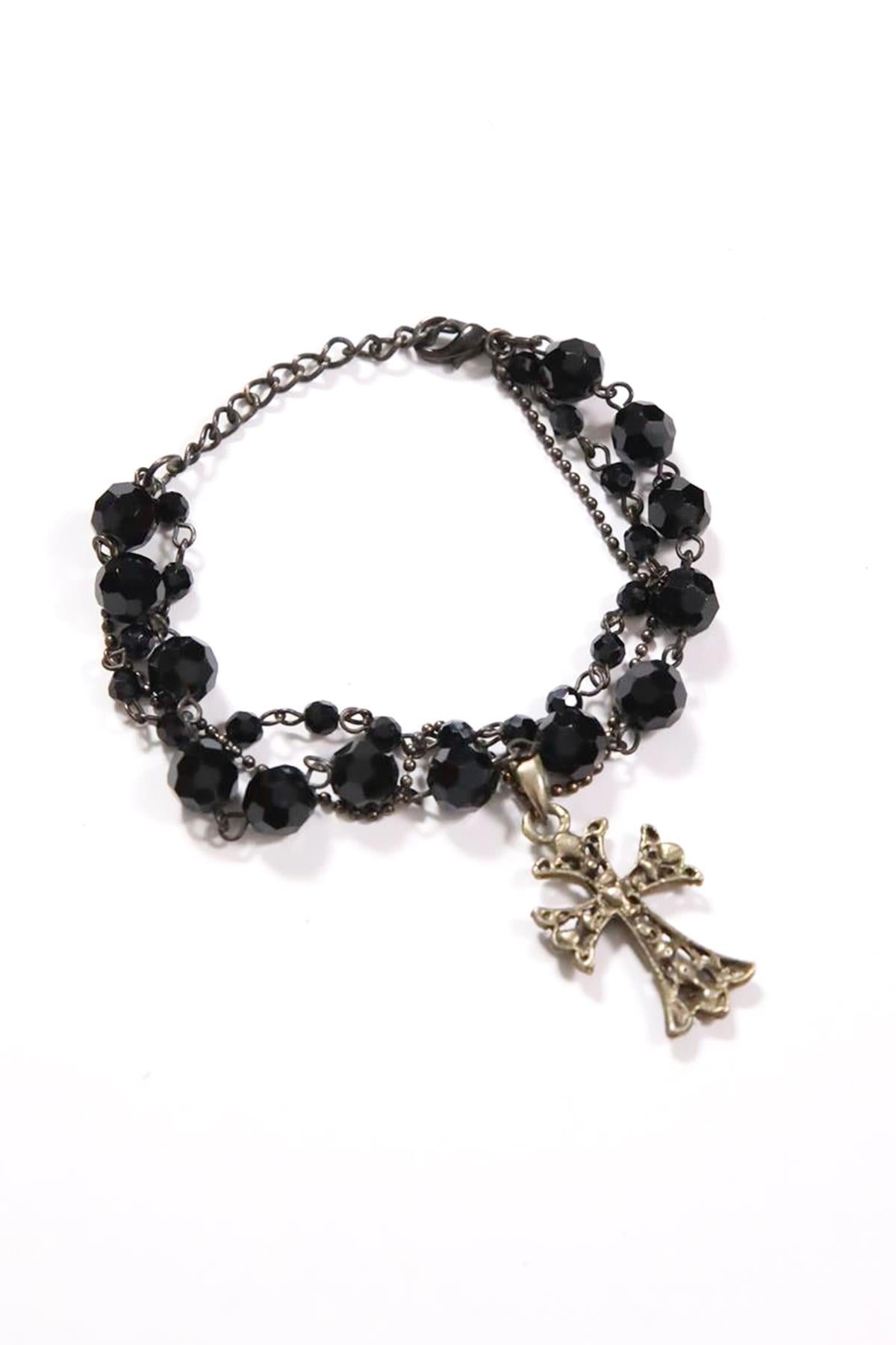 Haç Detaylı Siyah Çoklu Bileklik Haç Detaylı Siyah Çoklu Bileklik